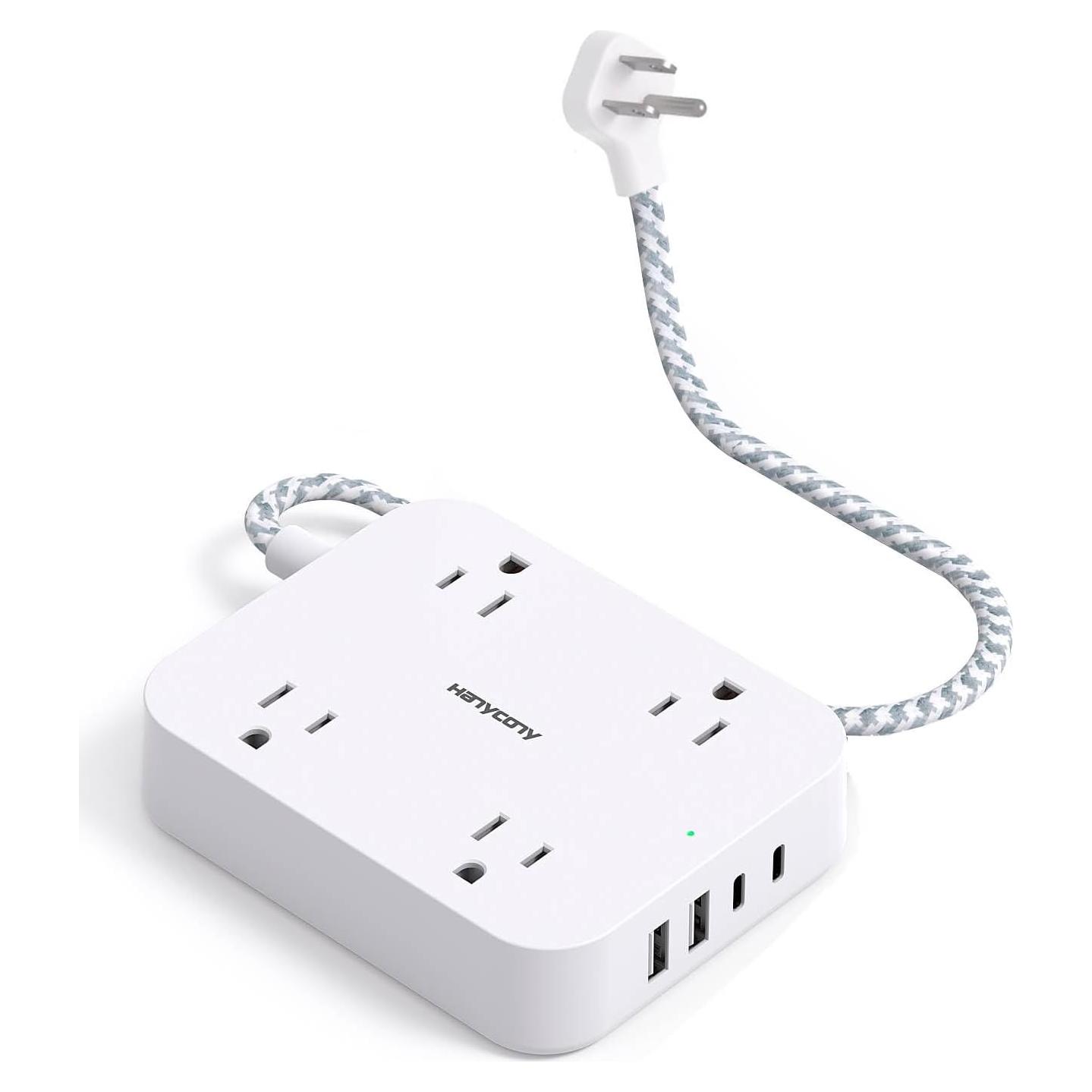 Regleta HANYCONY 1 pie con 4 puertos USB y enchufe plano