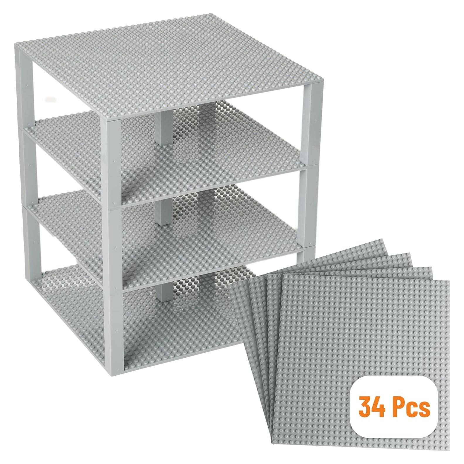 Placas Base Apilables Strictly Briks 4 Pzas 25,4 cm Gris Claro