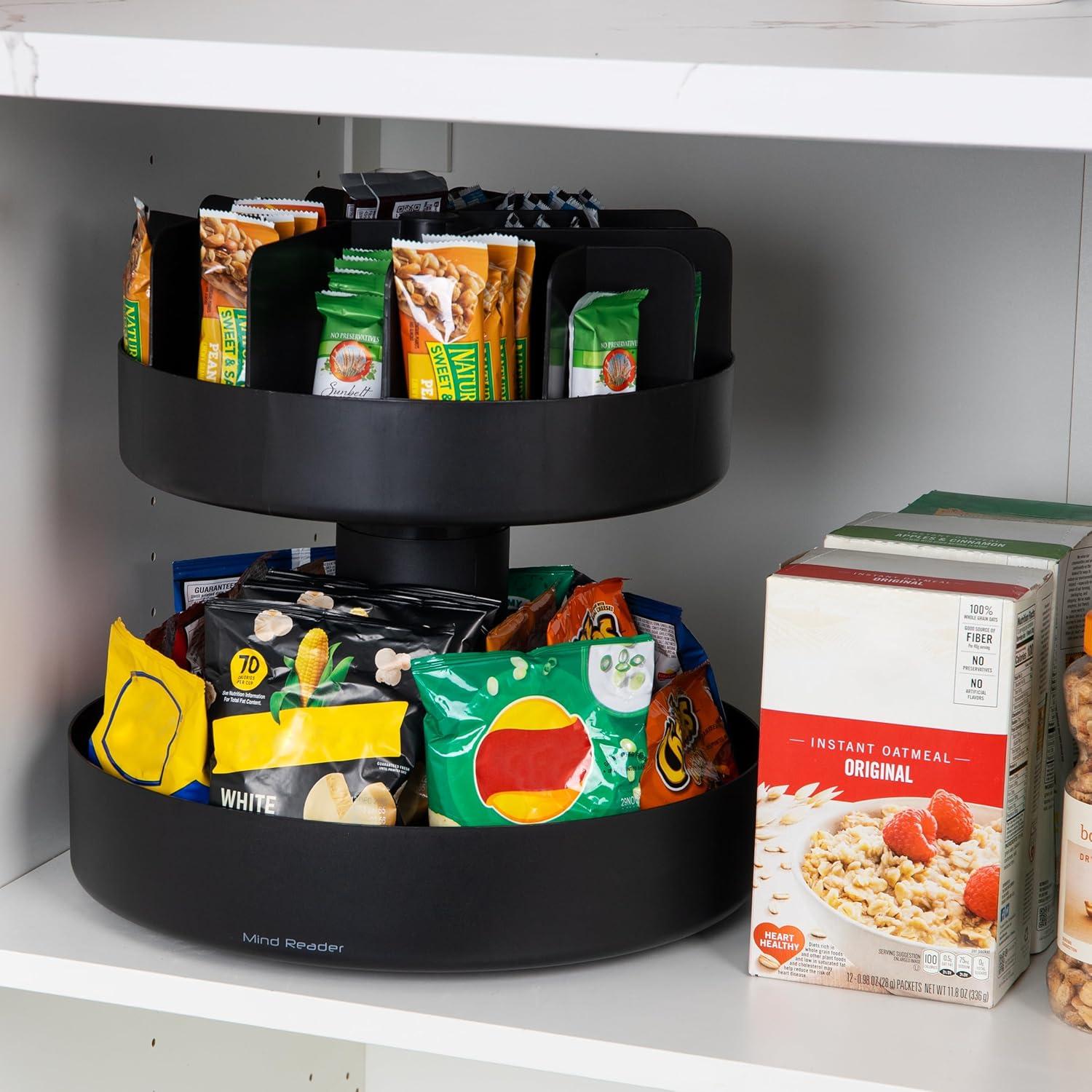 Organizador de Snacks Rotativo 2 Niveles Mind Reader Negro