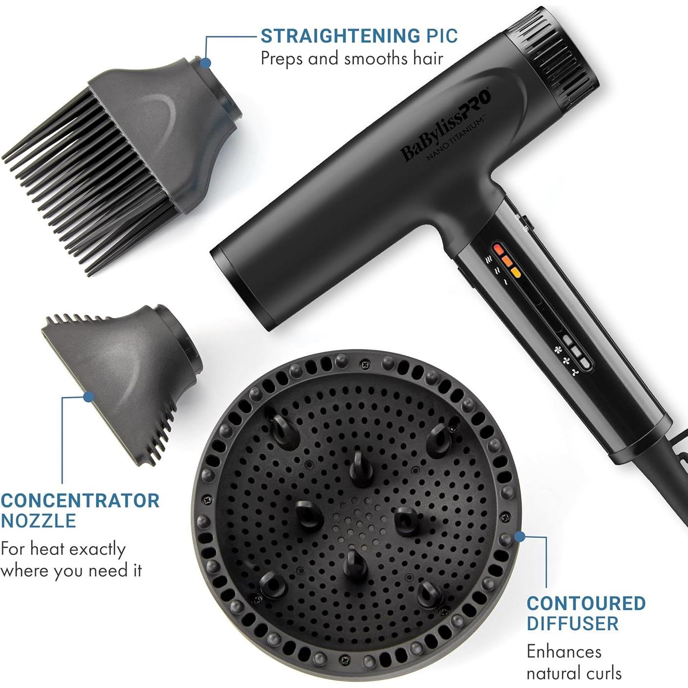 Secador de pelo BaBylissPRO Nano Titanium 299g ligero viaje