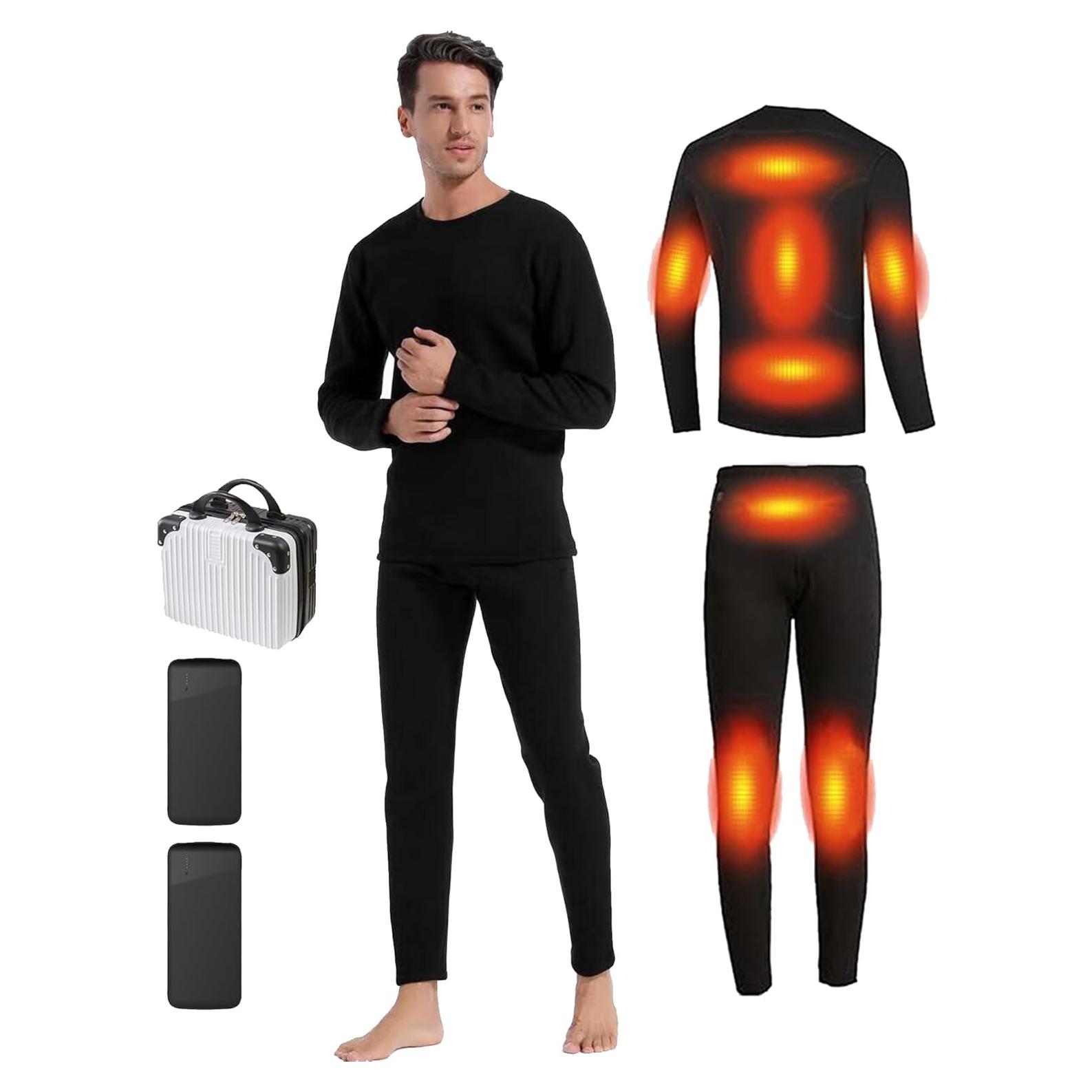Conjunto Ropa Interior Térmica Eléctrica Hombre Mediano Negro