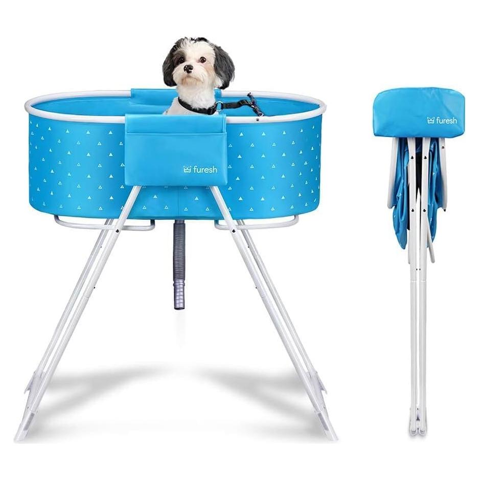 Tina de baño para perros y gatos Evergro, plegable y elevada, 84 cm