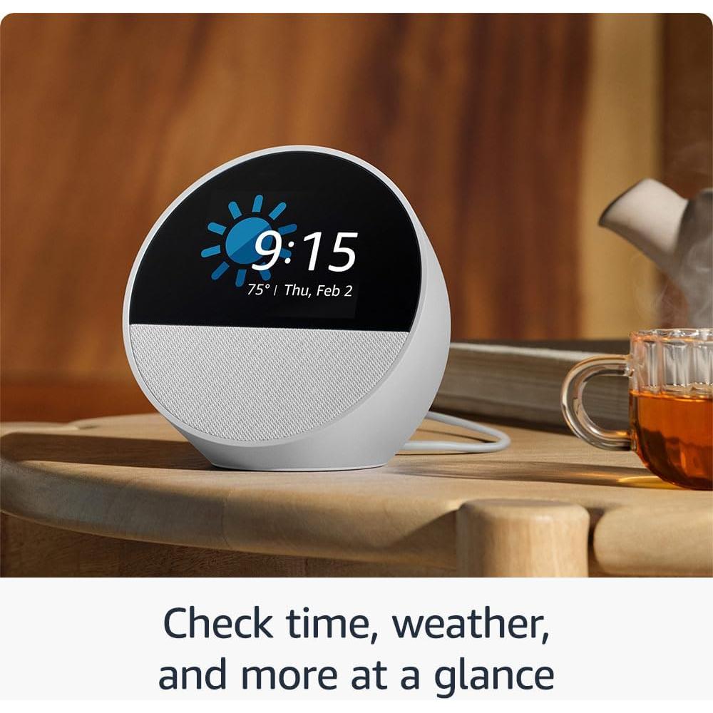 Amazon Echo Spot (newest model), Great for nightstands, offices and kitchens, Smart alarm clock with Alexa, Black