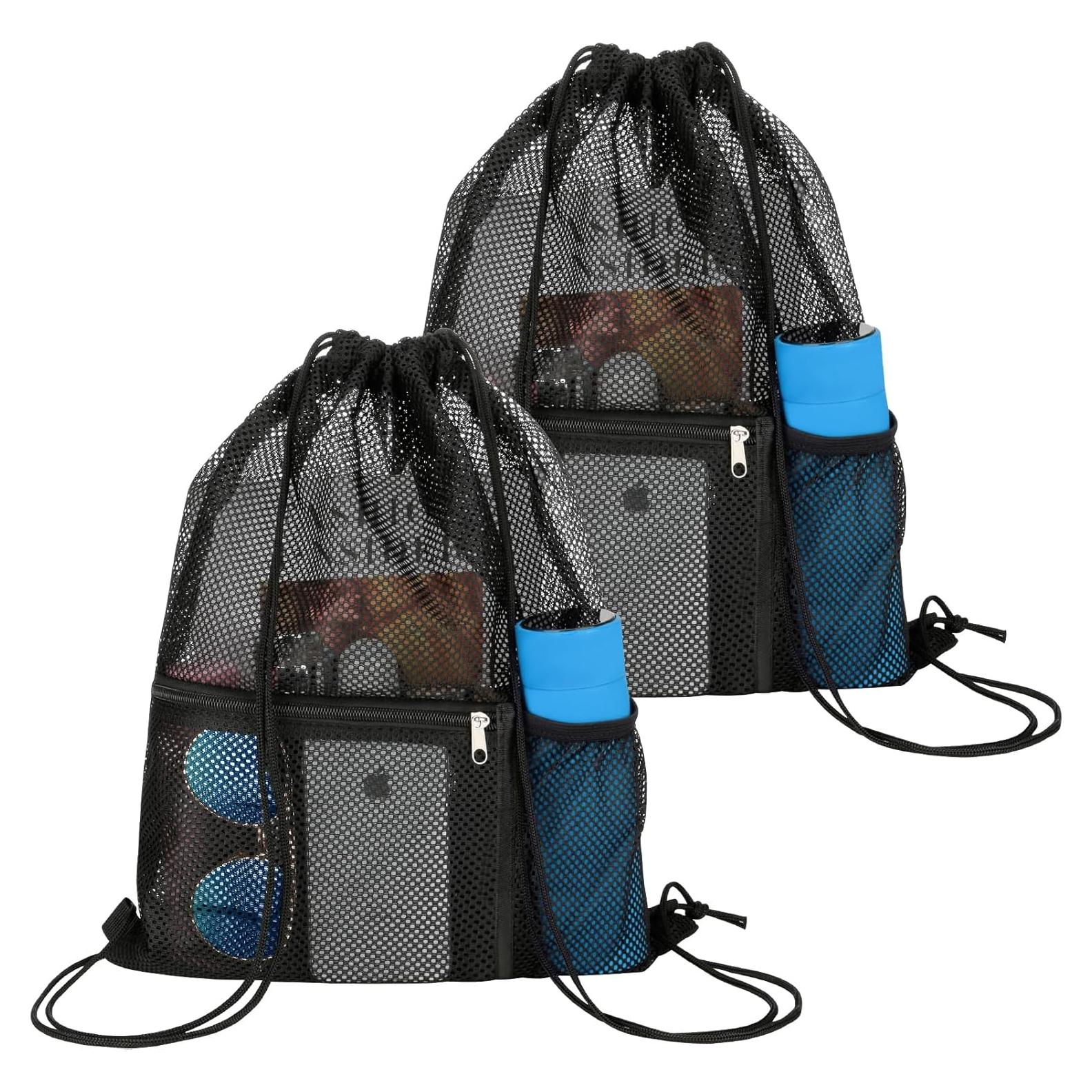 Bolsa de Malla con Cierre de Cordón Estilo Natural - 2 Piezas