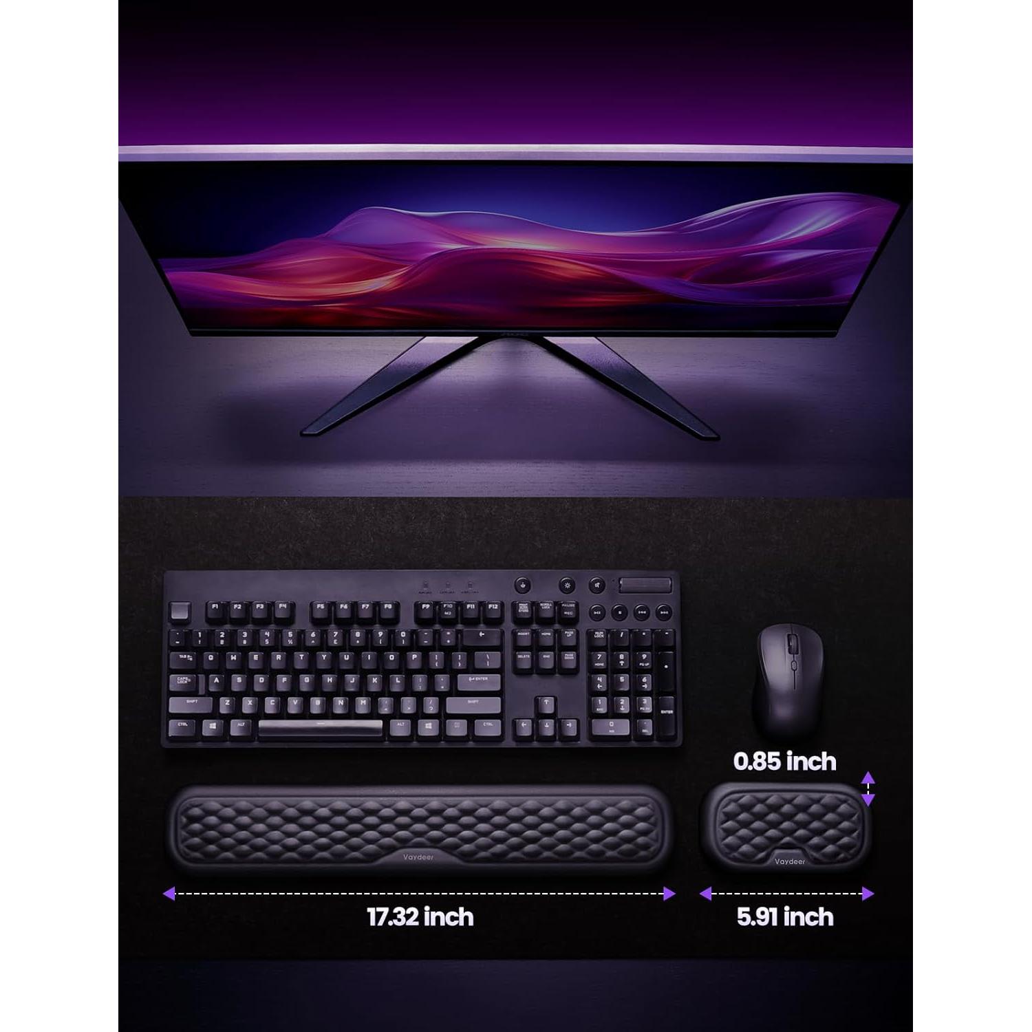 Reposamuñecas Vaydeer Ergonómico para Teclado y Ratón Negro