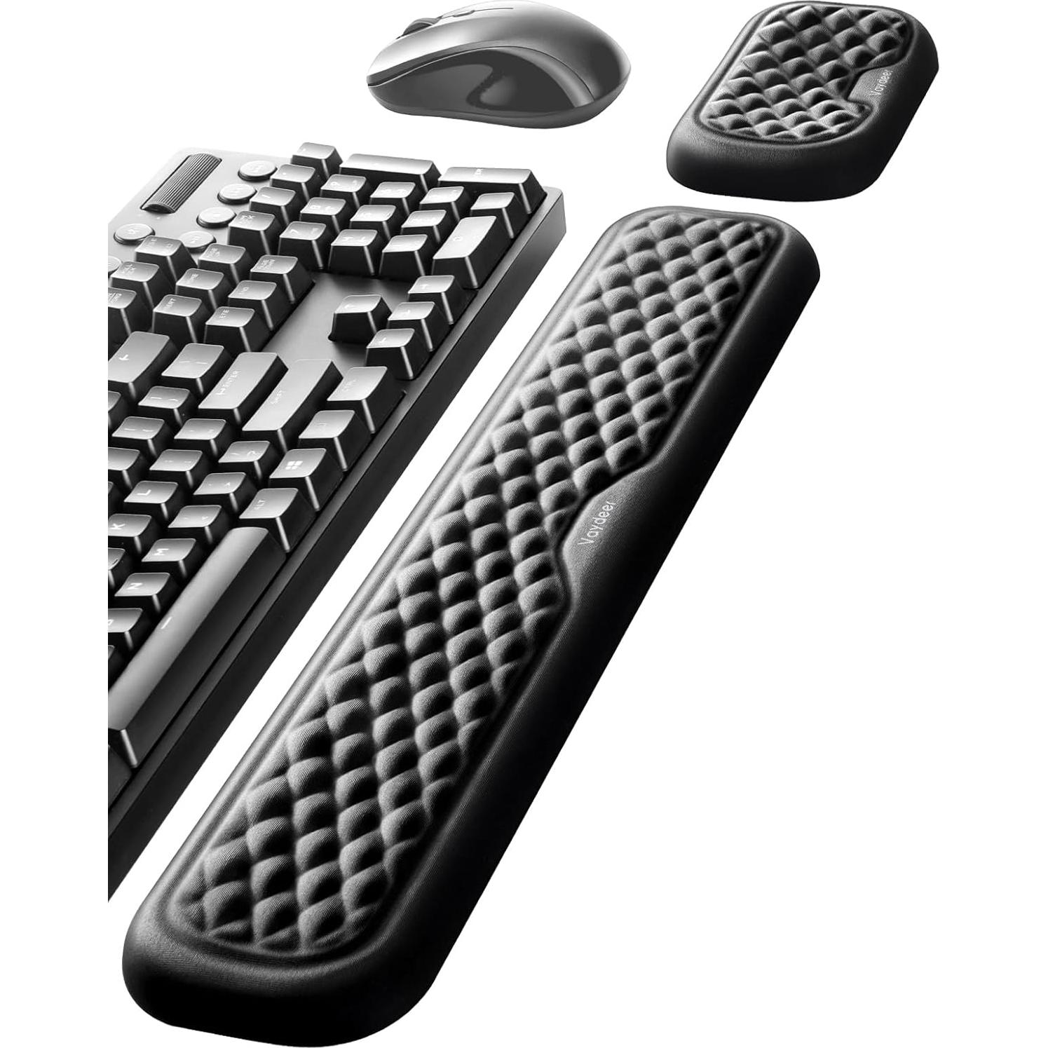 Reposamuñecas Vaydeer Ergonómico para Teclado y Ratón Negro