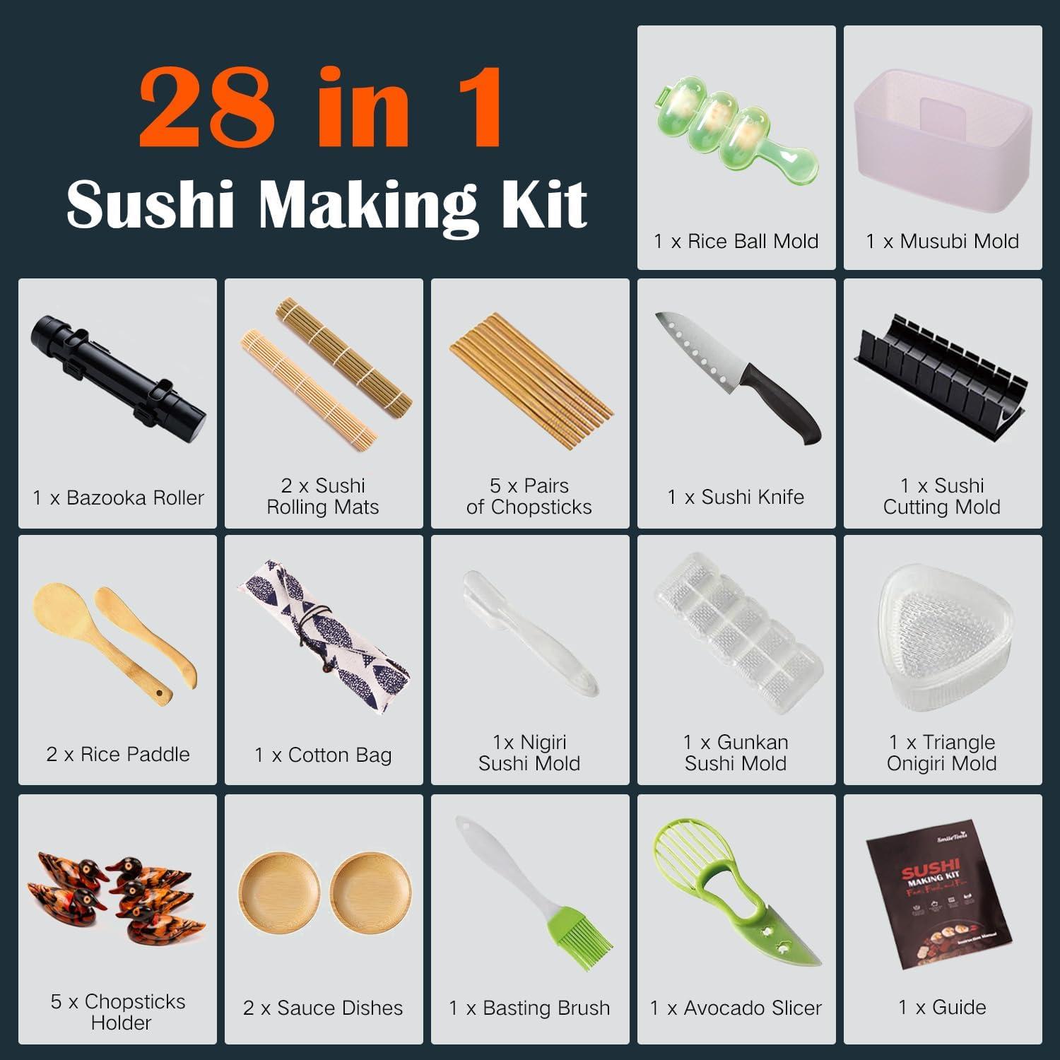 Kit de Hacer Sushi 28 en 1 SmileTools - Herramientas de Bambú