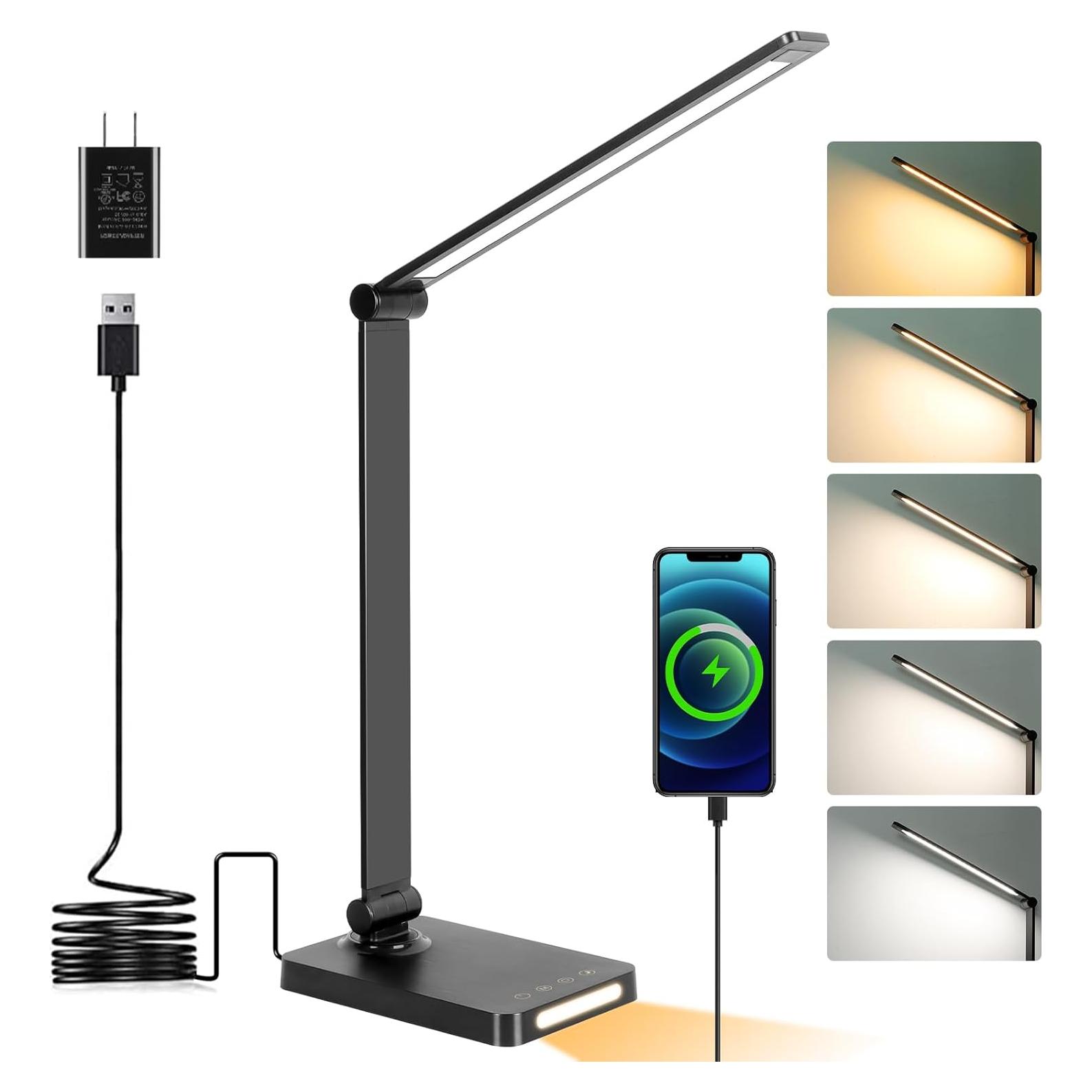 Lámpara de Escritorio LED Dott Arts con Puertos USB, 5 Modos