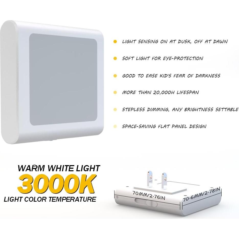 Luz Nocturna LED Regulable MAZ-TEK con Sensor Automático 4 Pcs