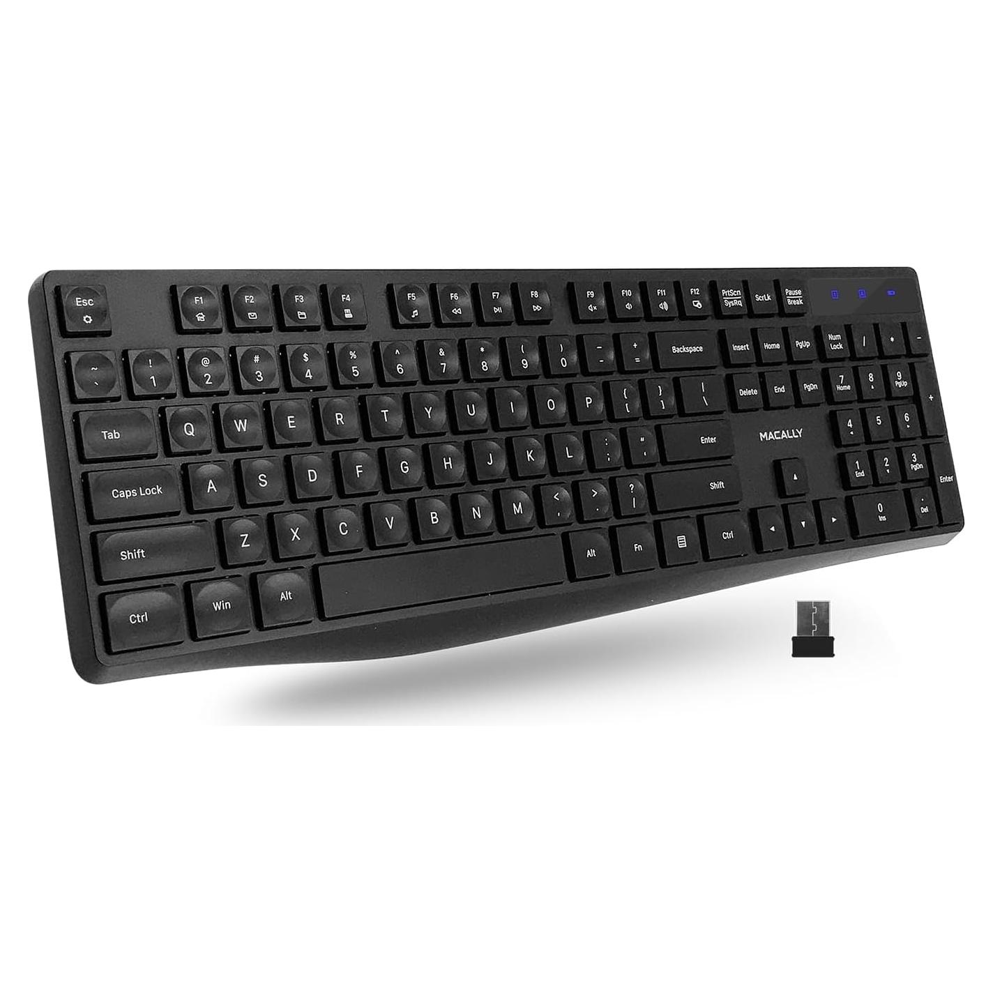 Teclado Inalámbrico Macally RFJJKEY | Tamaño Completo, Silencioso