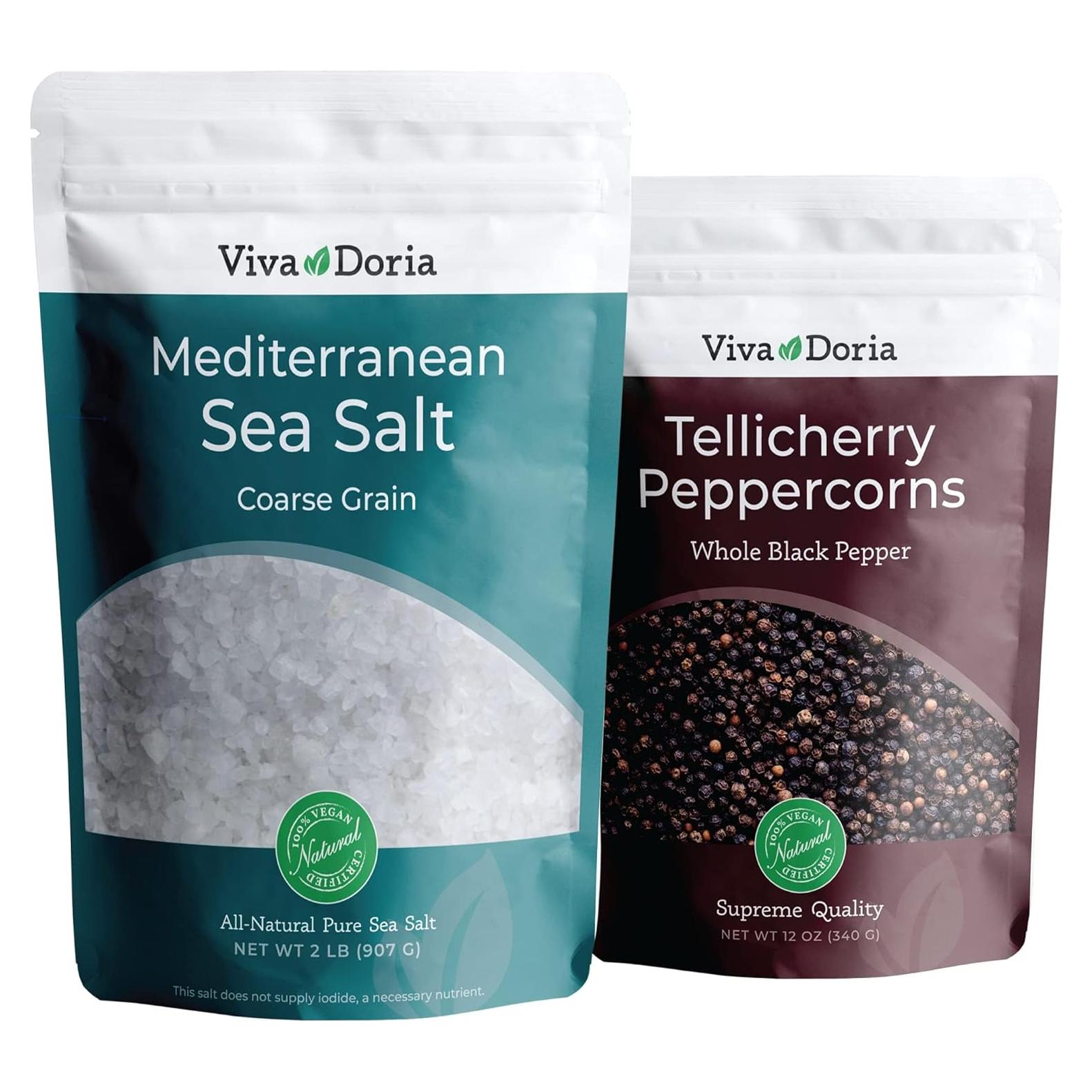 Set Sal Marina Mediterránea 907 g y Pimienta Negra 340 g Viva Doria