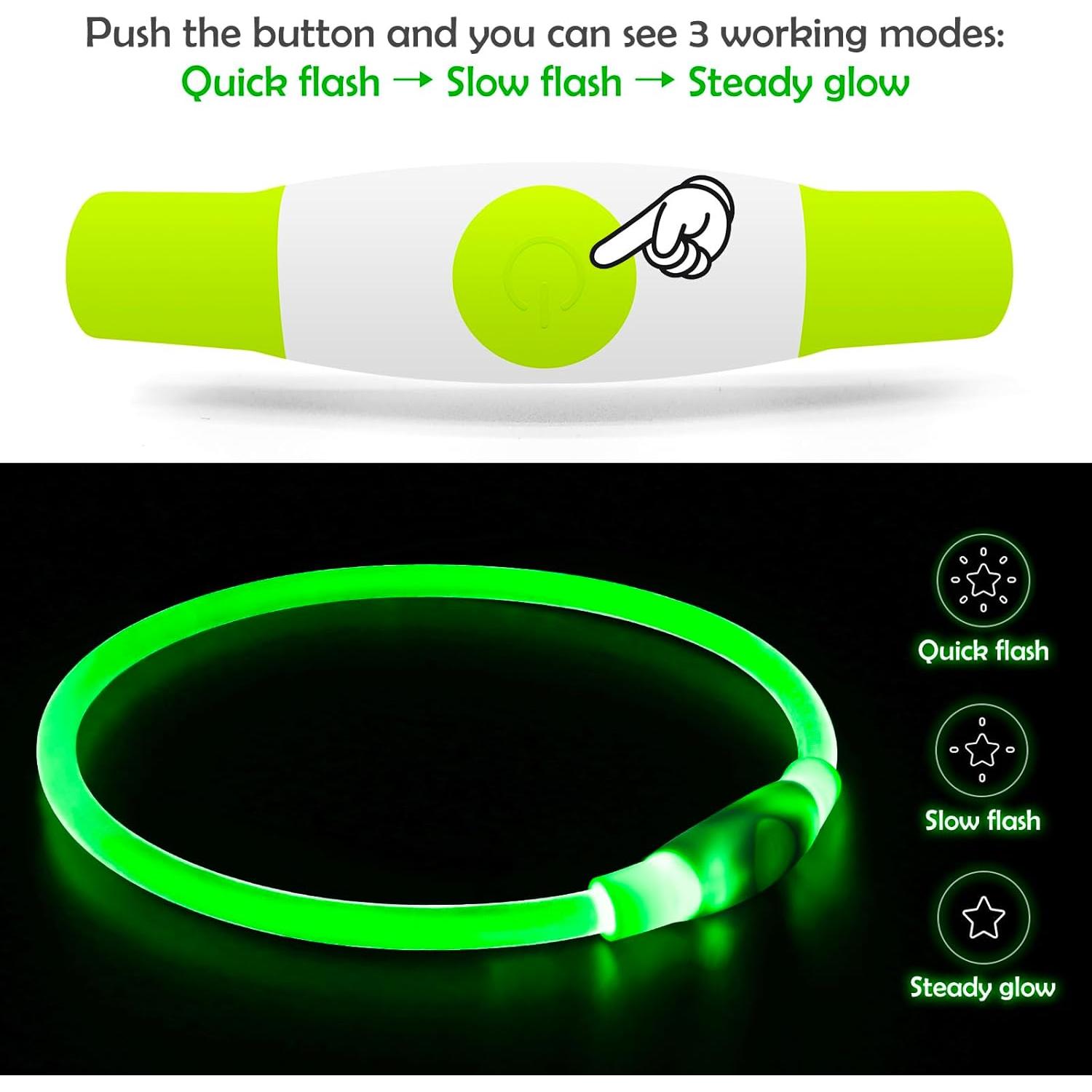 Collar de Perro LED BSEEN Recargable USB Verde 69.85 cm