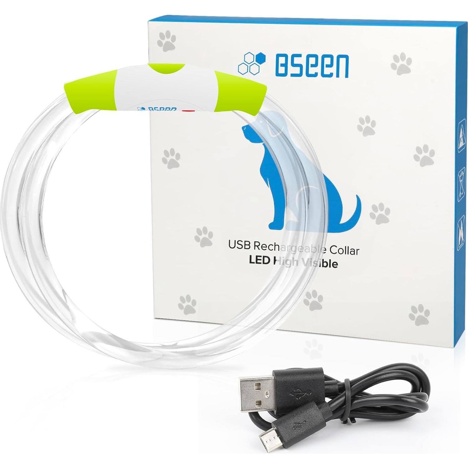 Collar de Perro LED BSEEN Recargable USB Verde 69.85 cm
