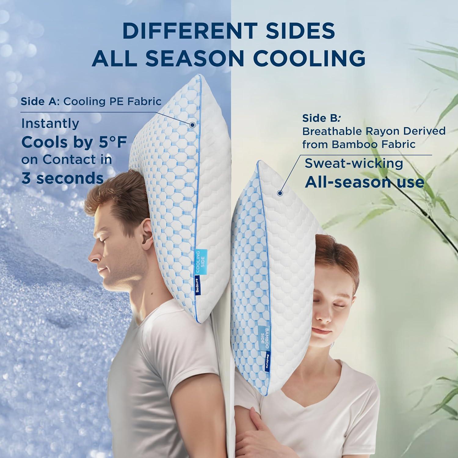 Cojines de Cama Refrigerantes Bedsure - Espuma Viscoelástica 2P