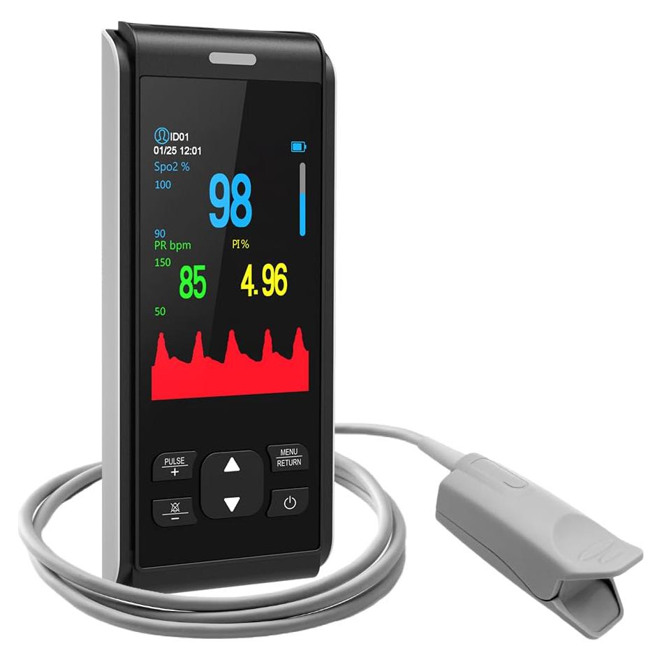Oxímetro de Pulso MugaTree Portátil con Monitor Continuo SpO2