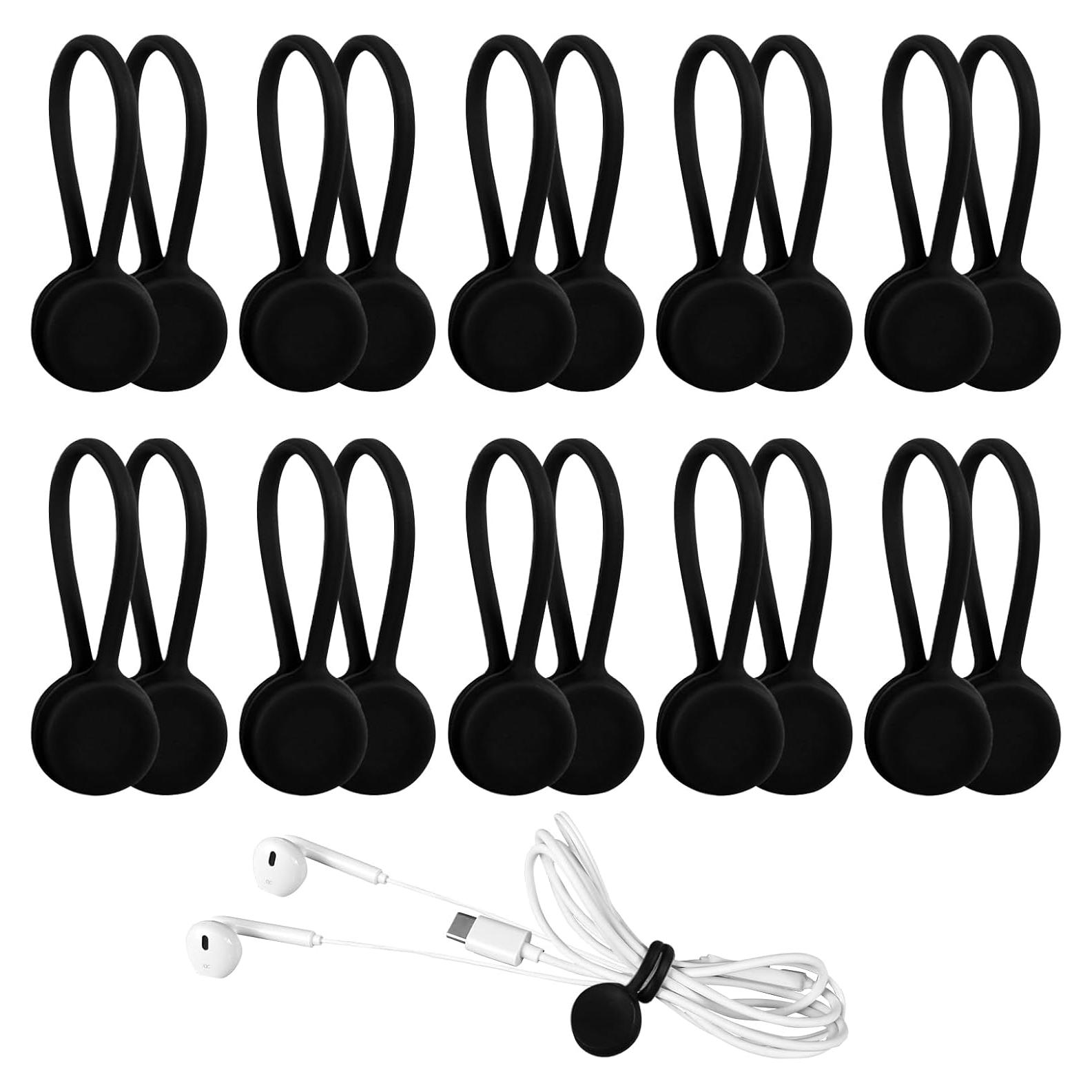 Paquete de 10 Sujetadores Magnéticos de Cable SMLBJUTE 10.9 cm Negro