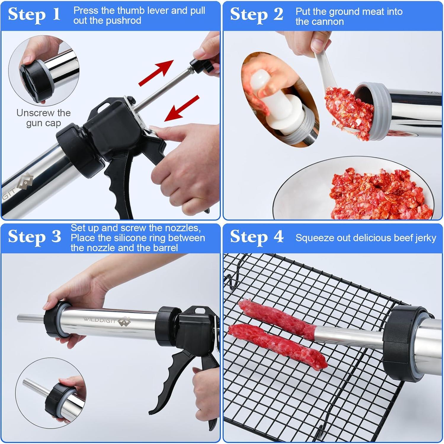 Pistola de Jerky Profesional WILDDIGIT 2.1 kg con 5 Boquillas