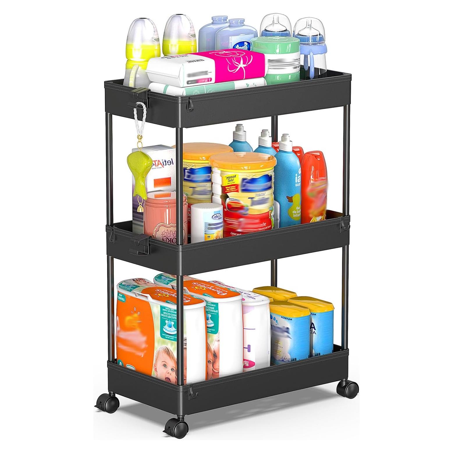 Carro de Almacenamiento Rodante SPACEKEEPER 3 Niveles Negro