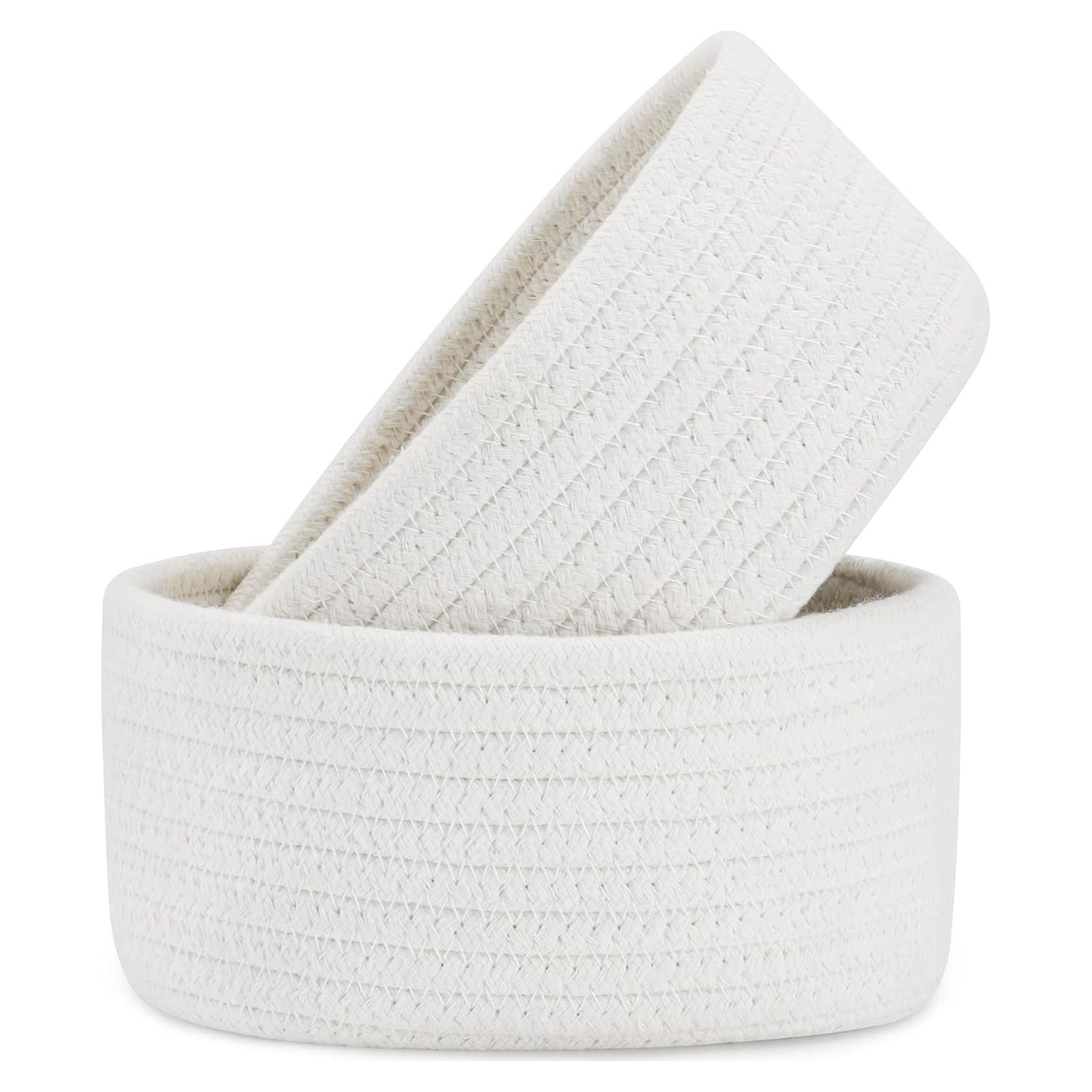 Cestas de Almacenamiento ABenkle 2 Piezas Algodón Ovaladas