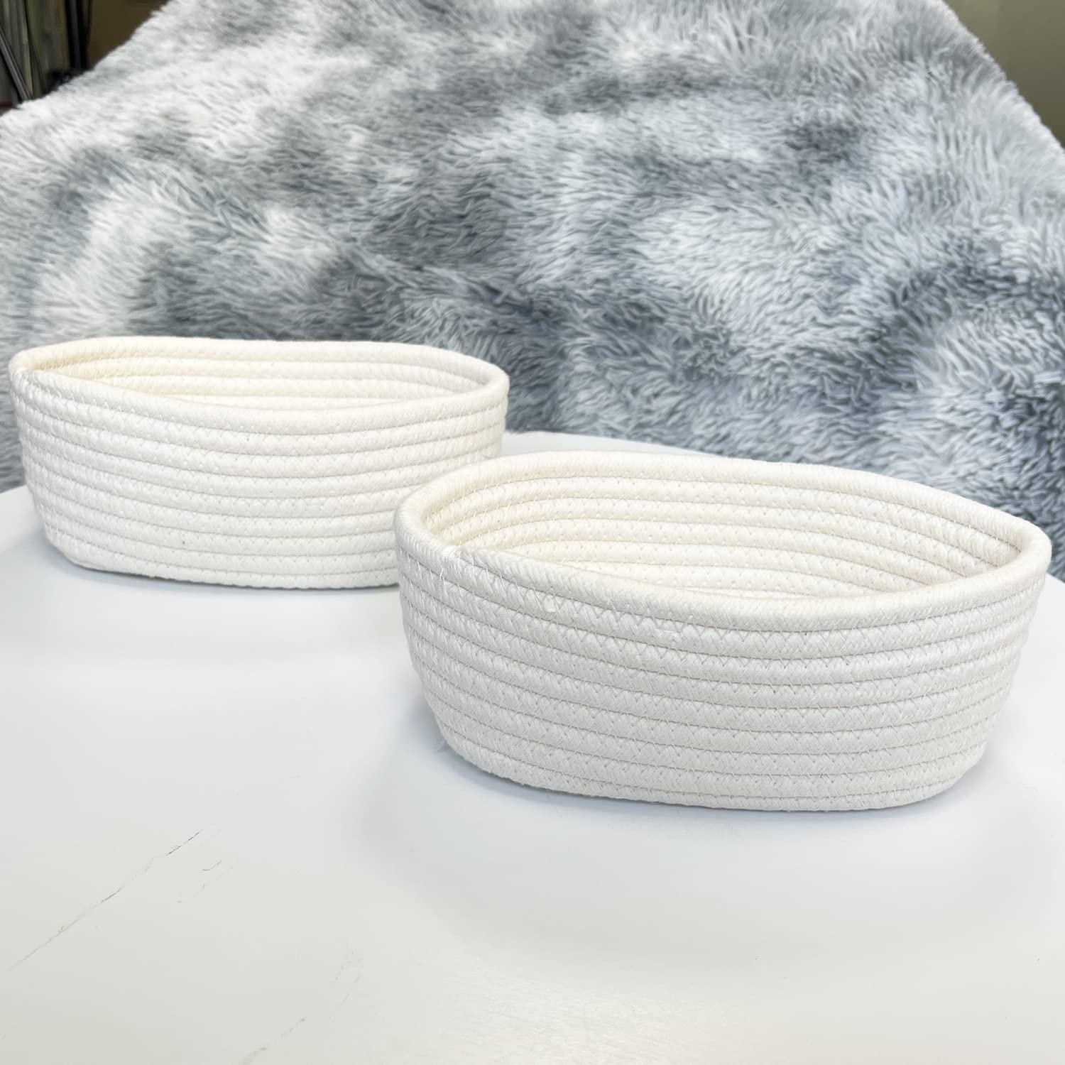 Cestas de Almacenamiento ABenkle 2 Piezas Algodón Ovaladas