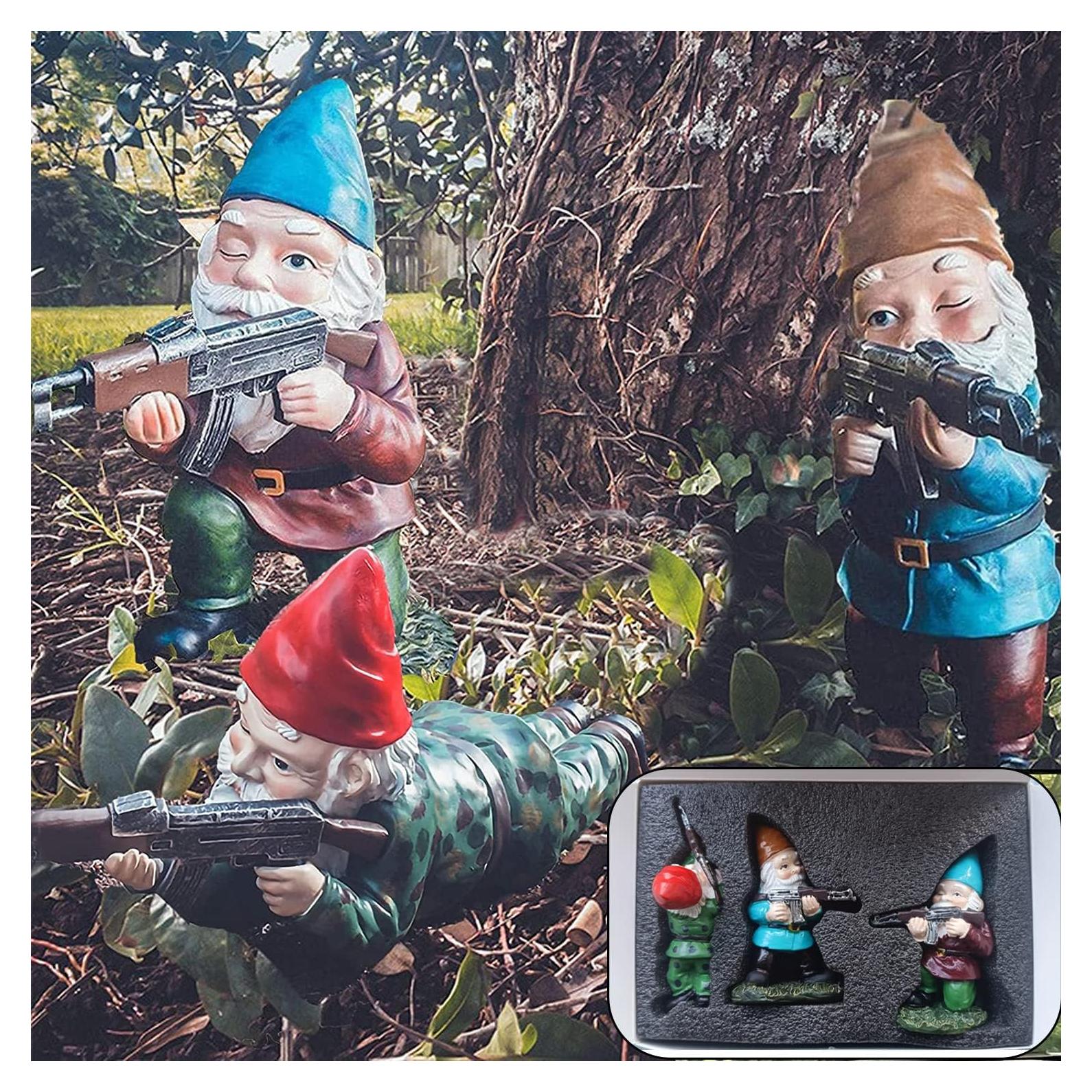 Gnomos de Jardín Militares con Armas - 11.4 cm - GAZETSZ