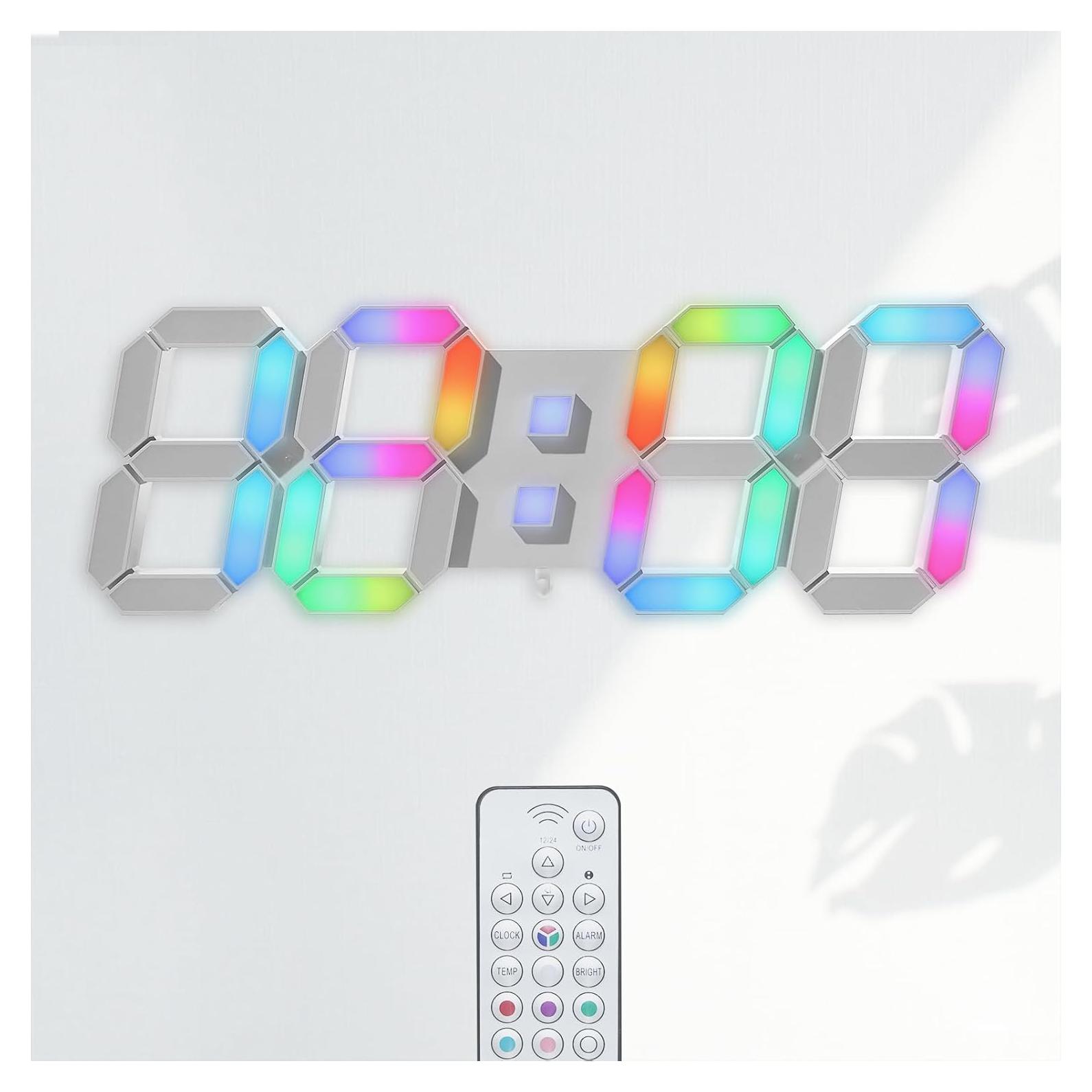 Reloj de Pared LED KOSUMOSU 38x13 cm RGB con Control Remoto