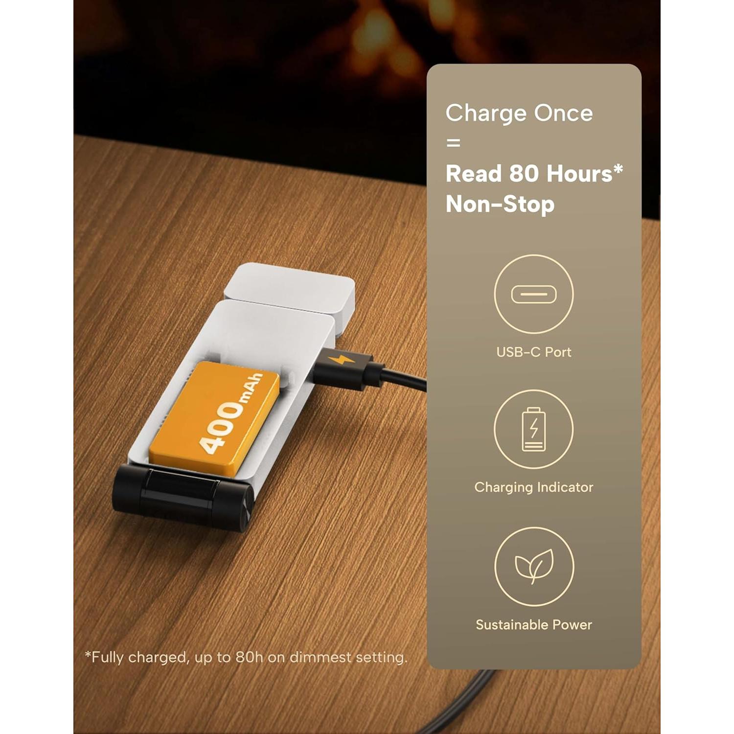 Luz de Libro LED 86lux Recargable Clip-On 3 Temperaturas