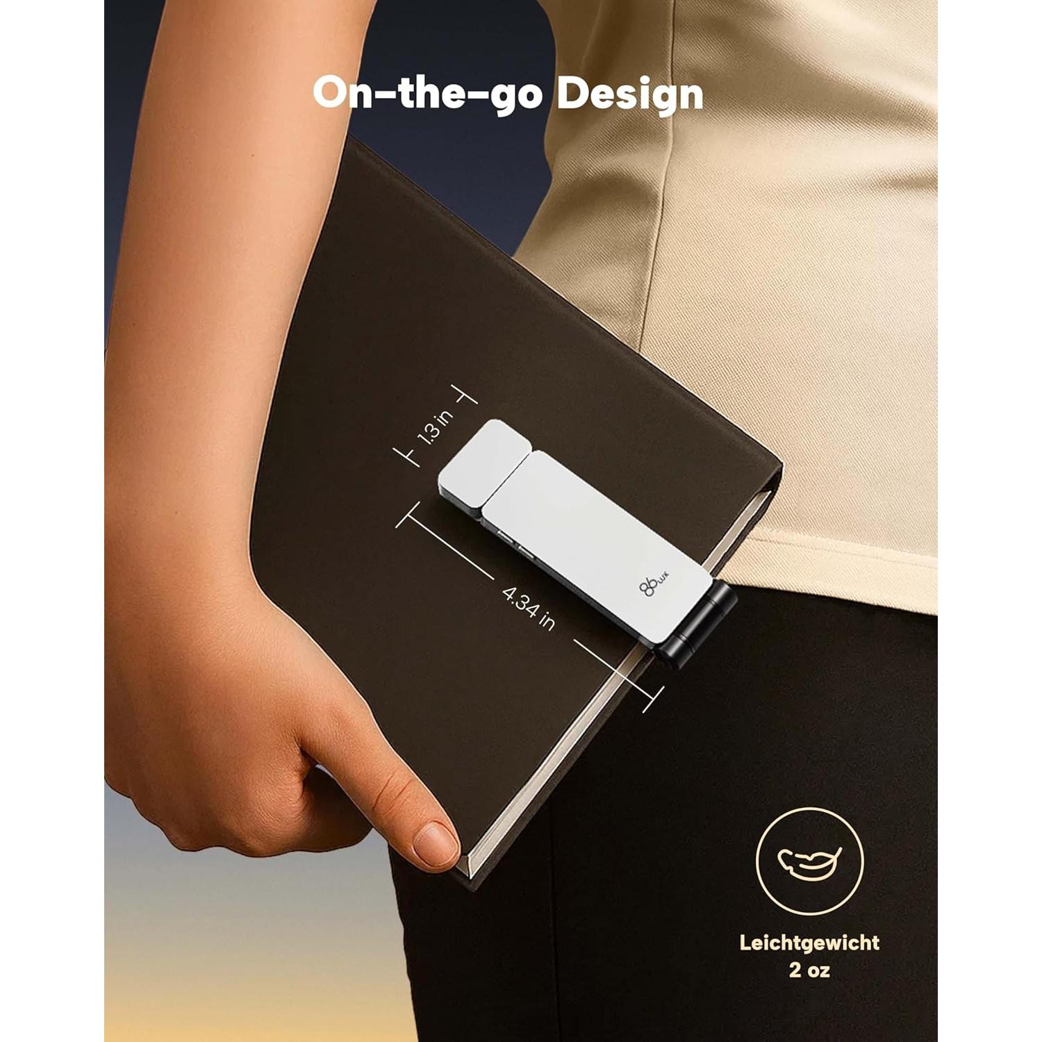 Luz de Libro LED 86lux Recargable Clip-On 3 Temperaturas