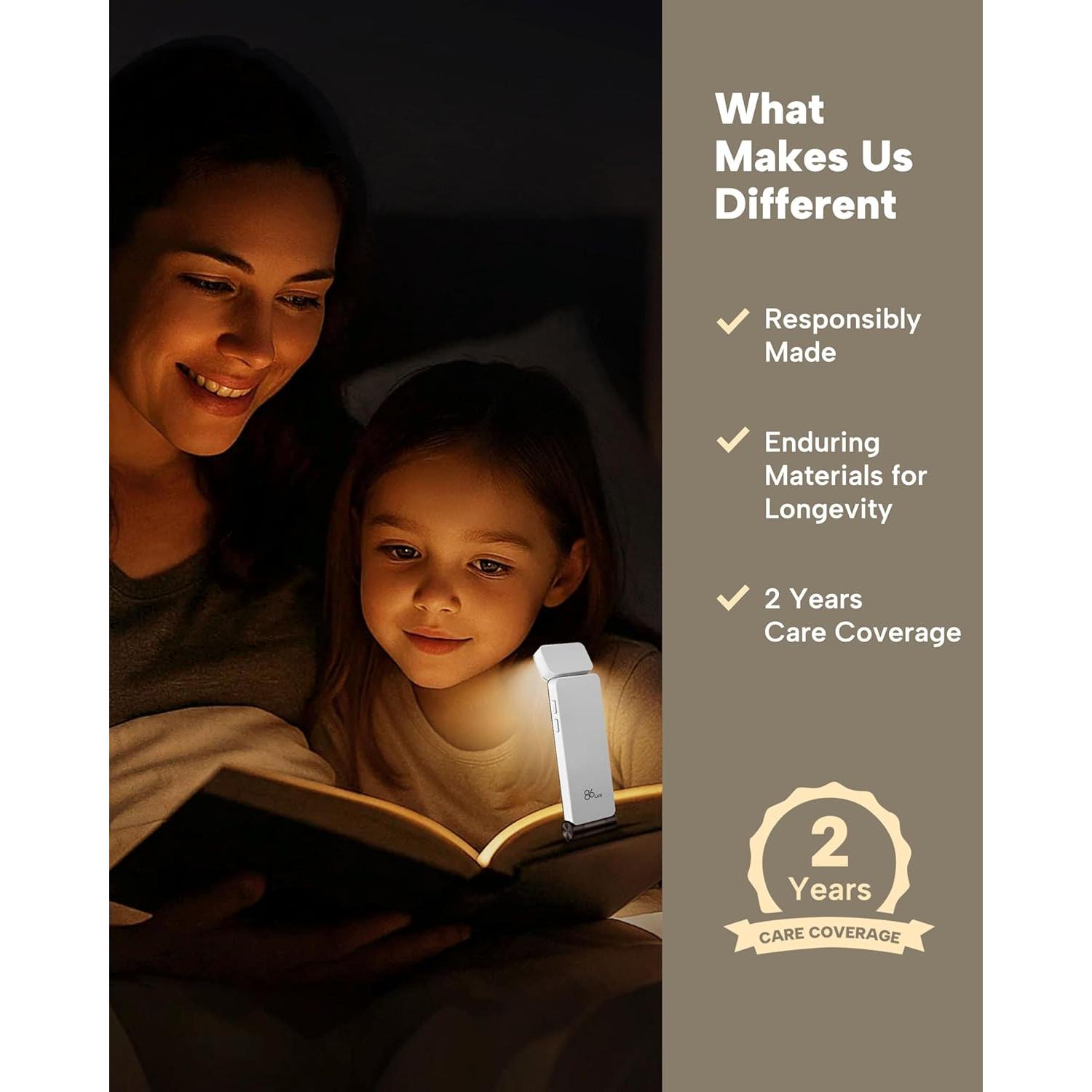 Luz de Libro LED 86lux Recargable Clip-On 3 Temperaturas