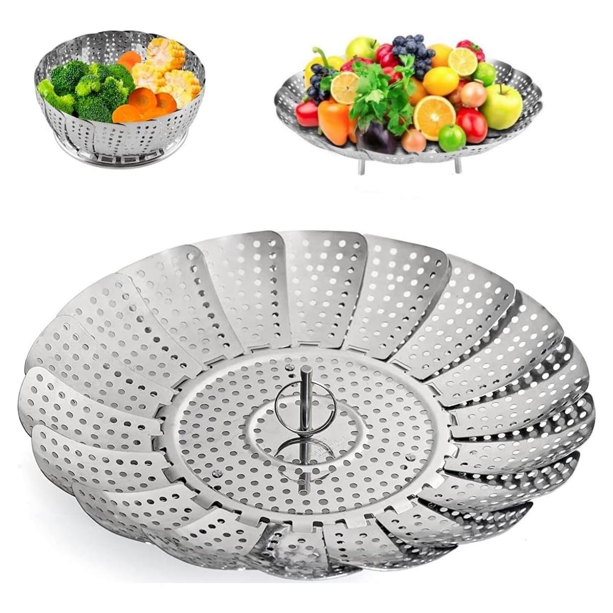 Cesta de Vapor Plegable Zocy de Acero Inoxidable 12.7 a 22.9 cm