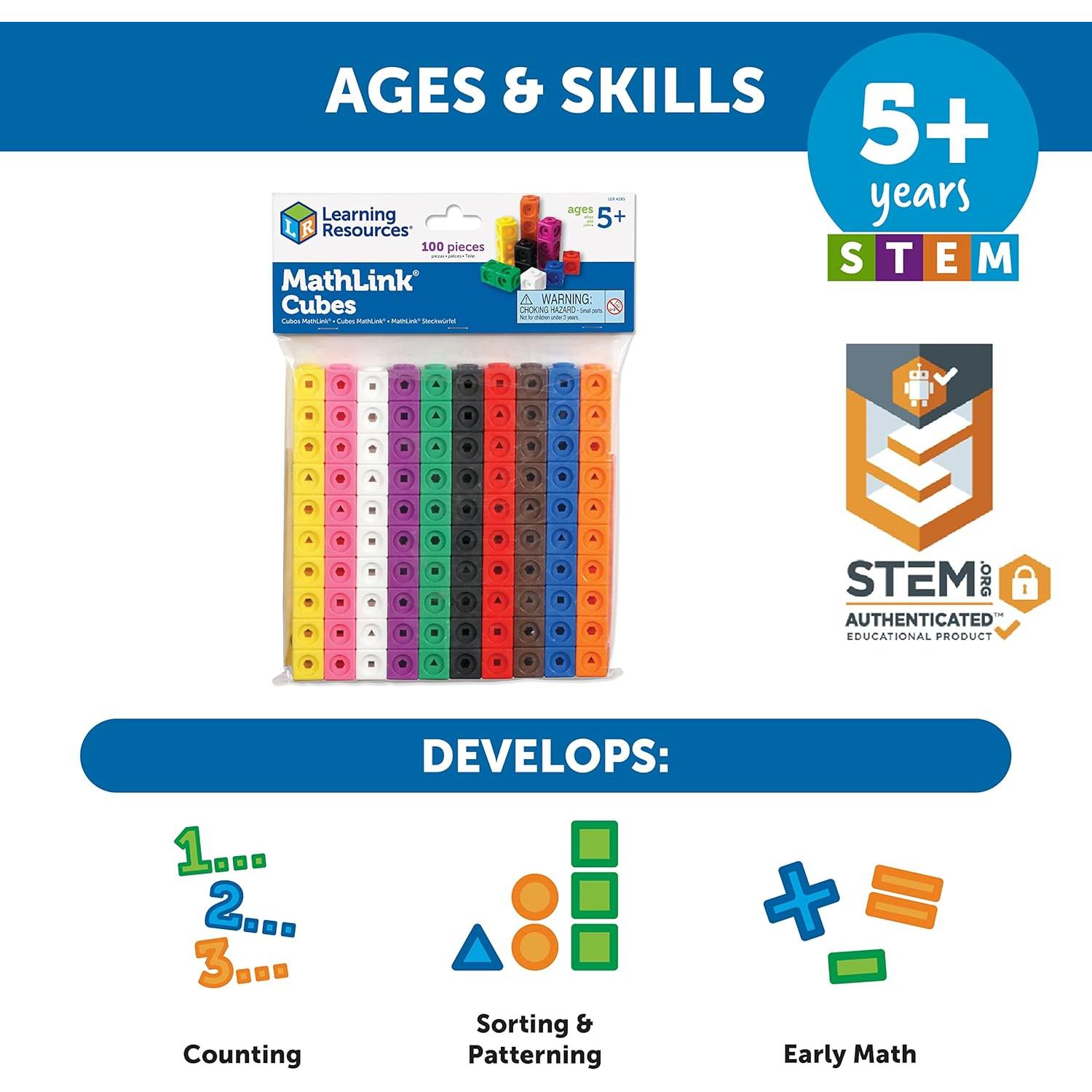 Cubos MathLink Learning Resources - Set 100 Cubos STEM 5+