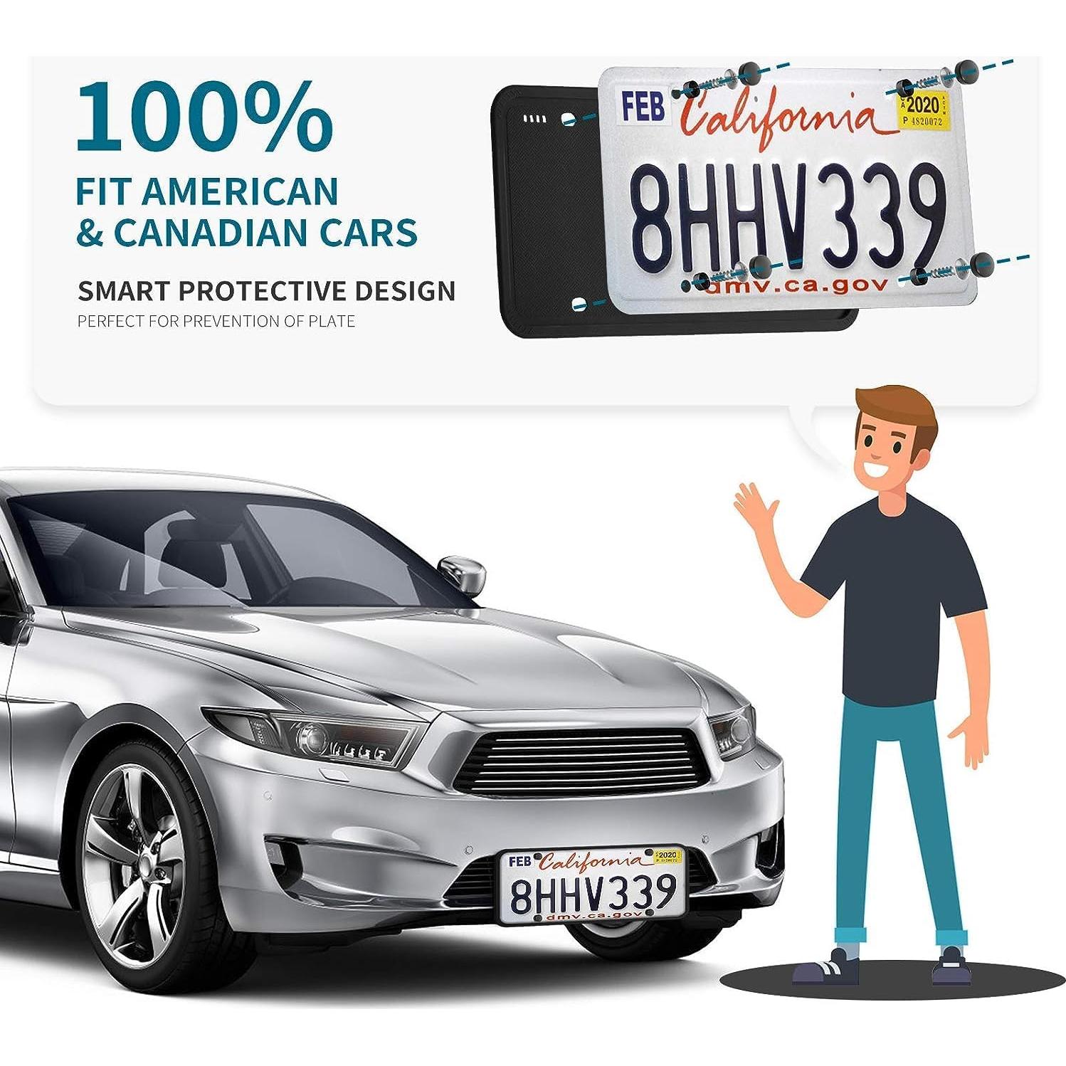 Marcos de Placas de Licencia Aujen Silicona Negra 2 Pzas