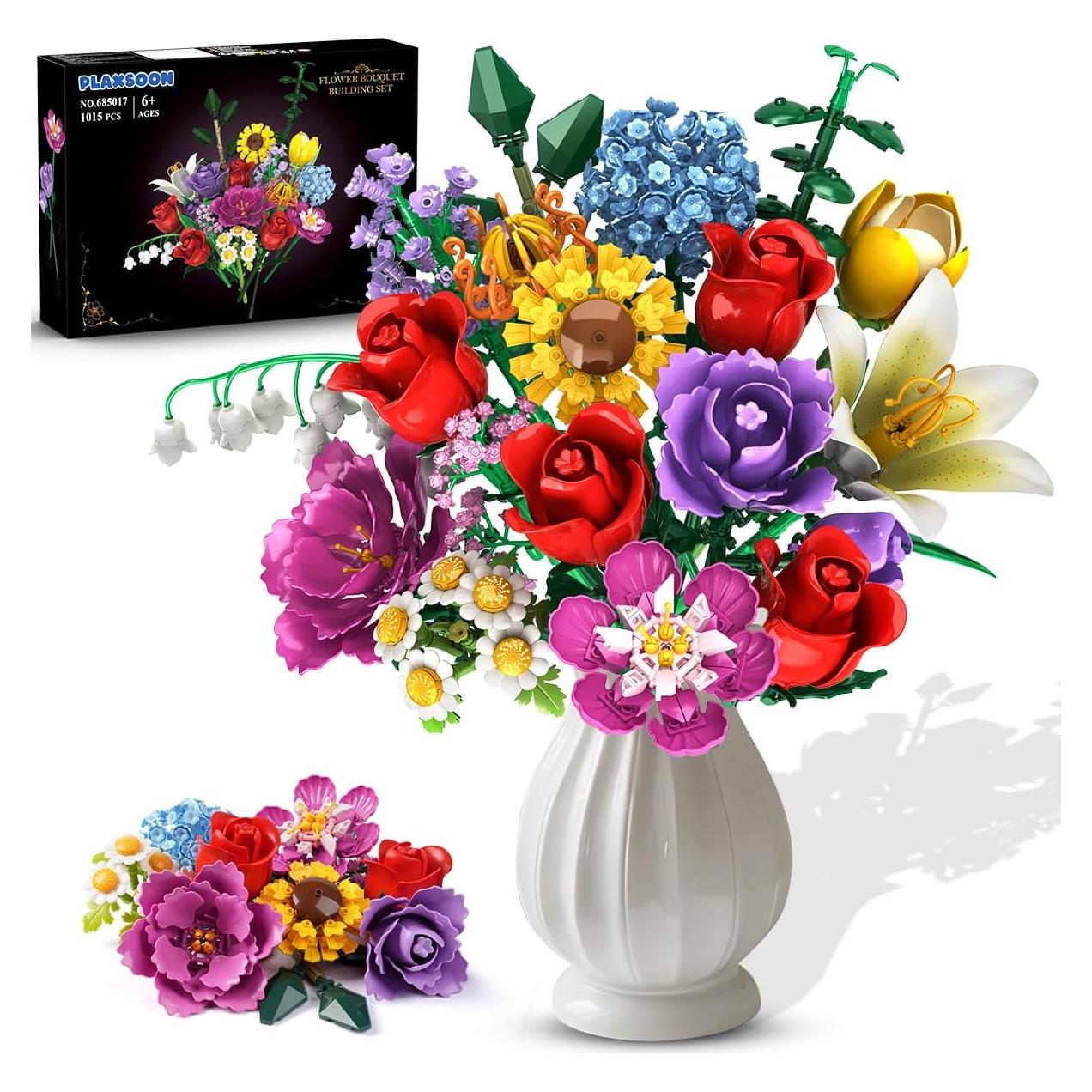 Juego de Construcción Ramo de Flores PLAXSOON 1015 Piezas