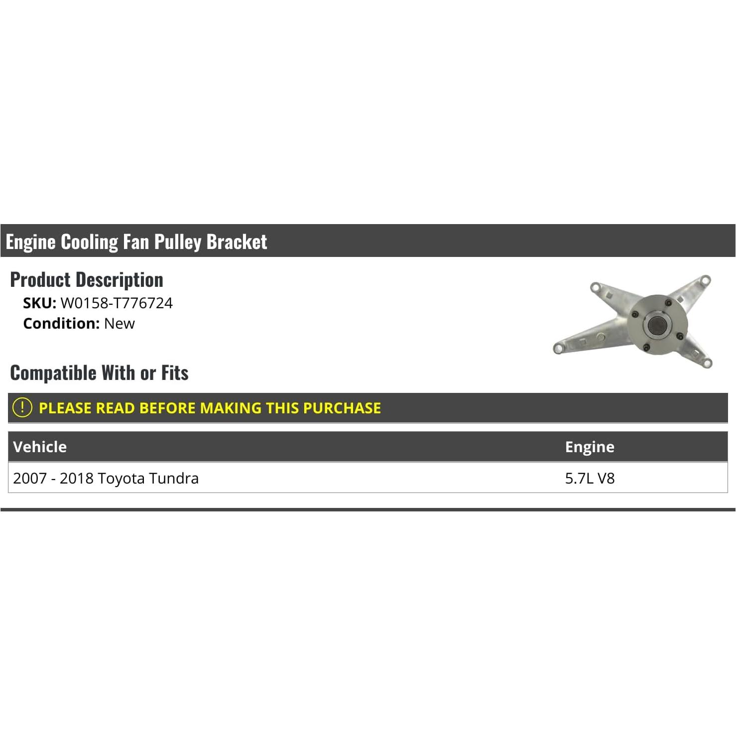Soporte de Polea Ventilador Enfriamiento Toyota Tundra 5.7L V8