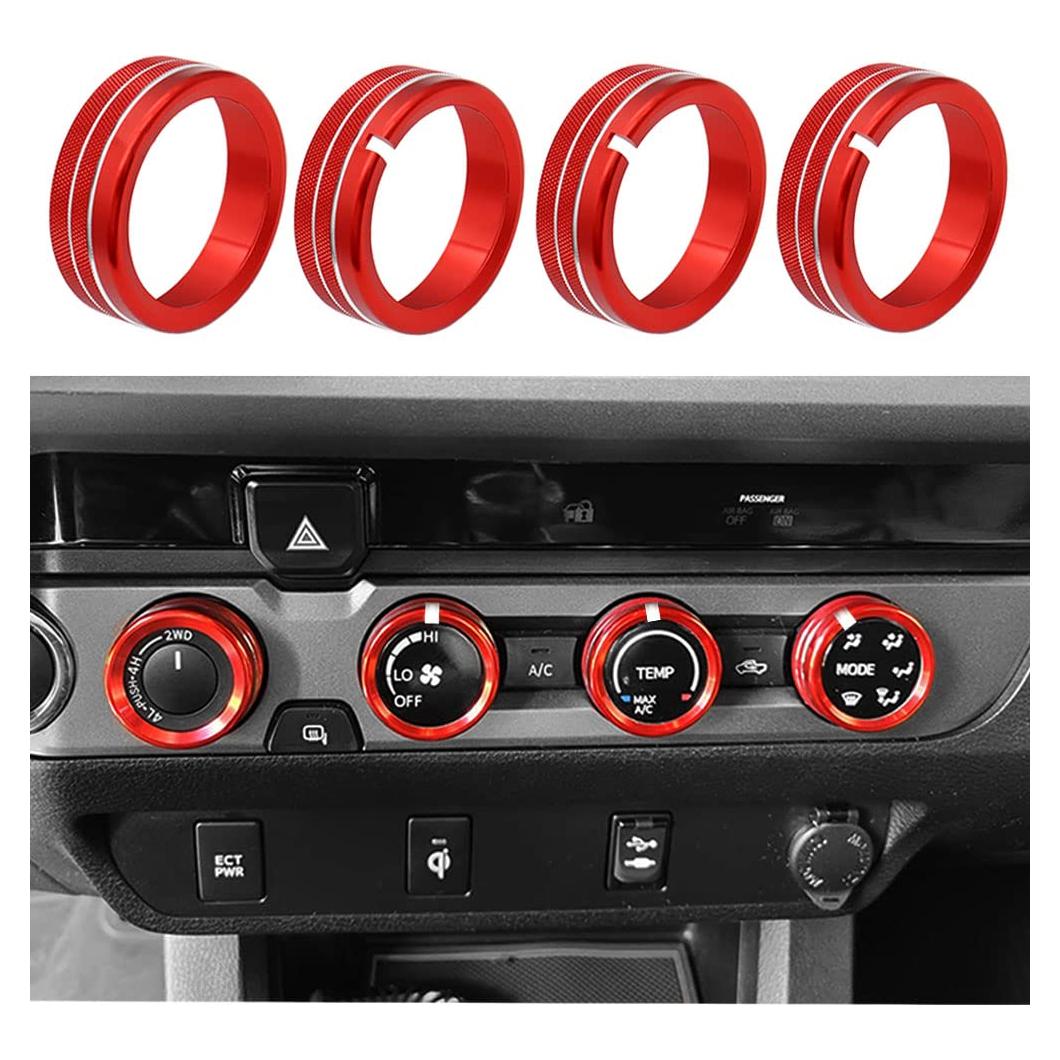 Cubierta de botón de audio CD Thor-Ind para Toyota Tacoma 2016-2021 - Rojo