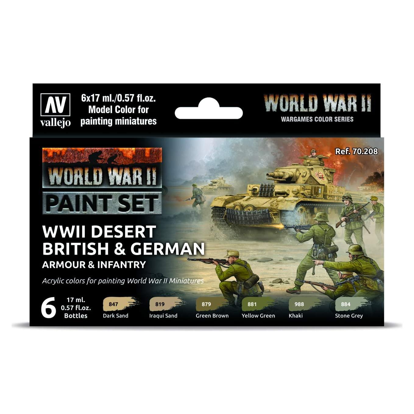 Set de Pintura Vallejo WWII Desierto Británico y Alemán 6x18ml