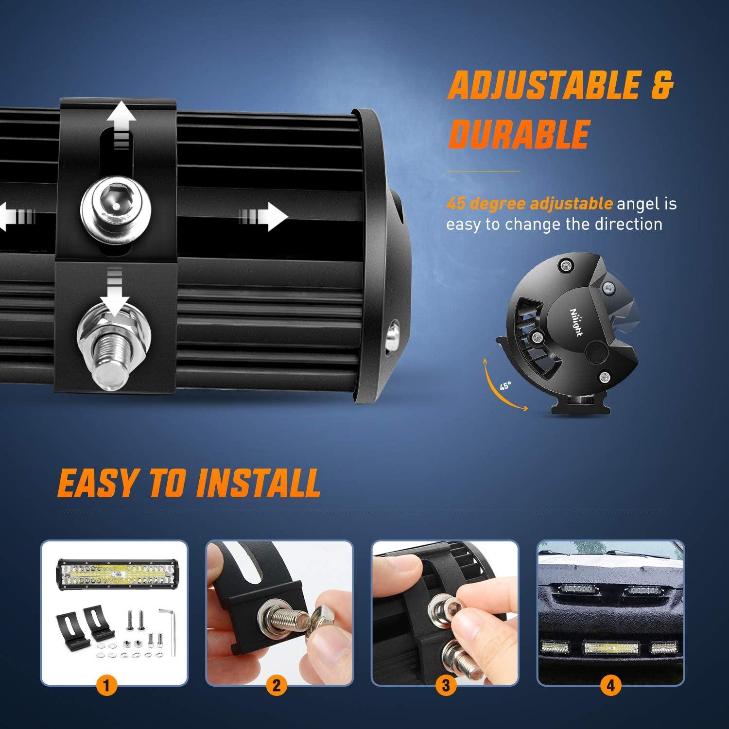 Conjunto de Barra de Luz LED Nilight 30W 12" y 2x 4"