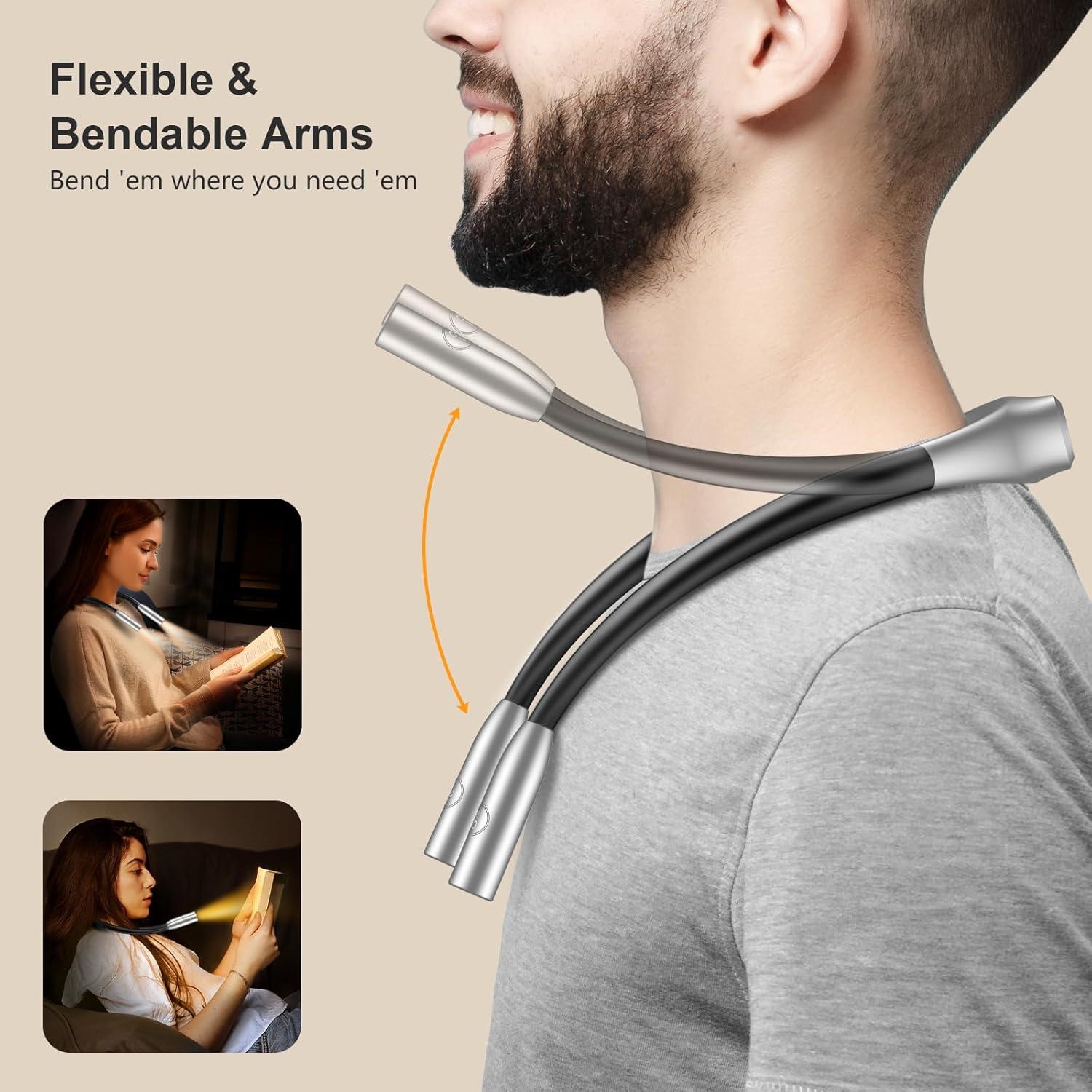 Luz de Lectura LED Gritin para el Cuello, 3 Colores, 80h