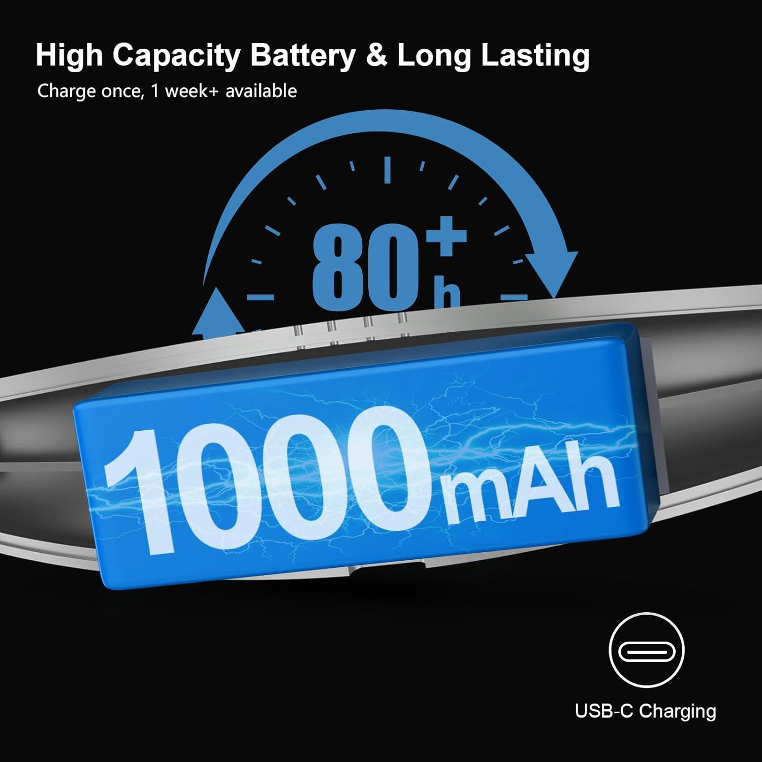 Luz de Lectura LED Gritin para el Cuello, 3 Colores, 80h