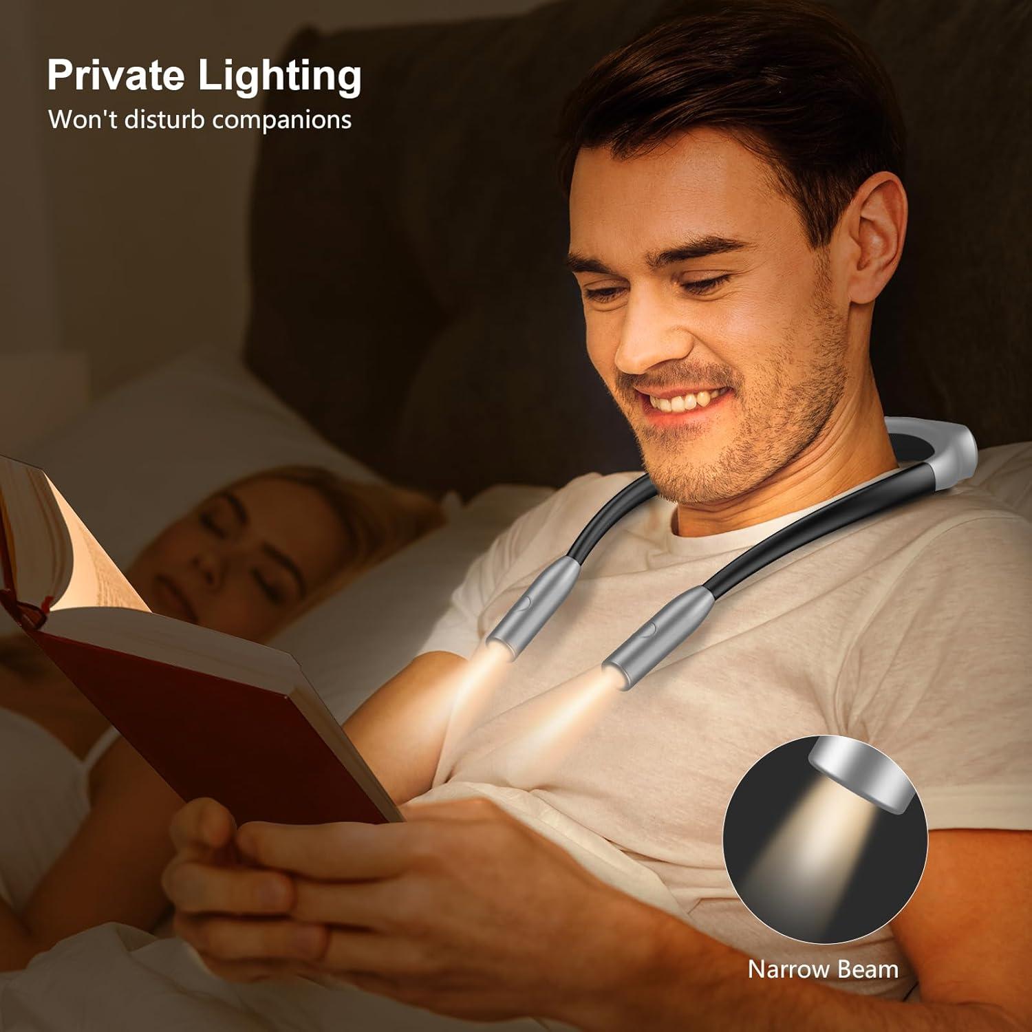 Luz de Lectura LED Gritin para el Cuello, 3 Colores, 80h