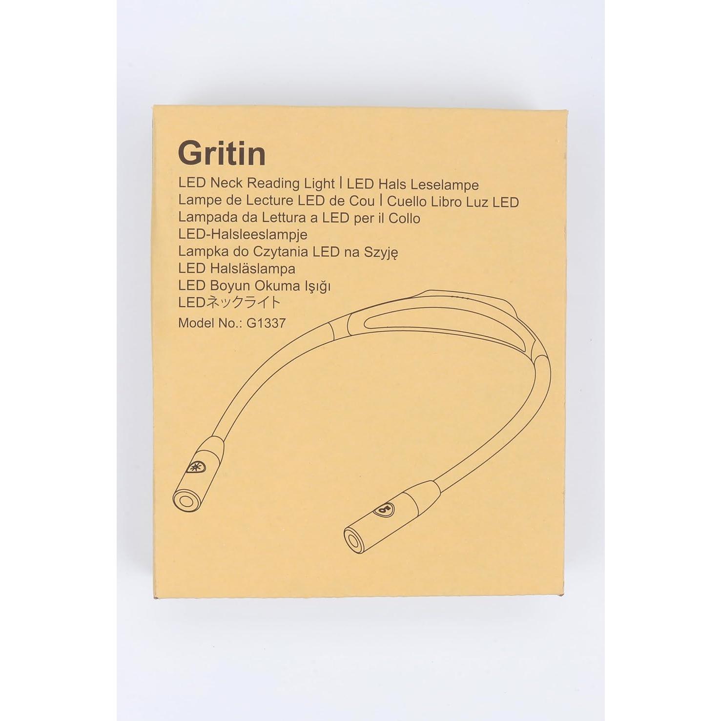 Luz de Lectura LED Gritin para el Cuello, 3 Colores, 80h