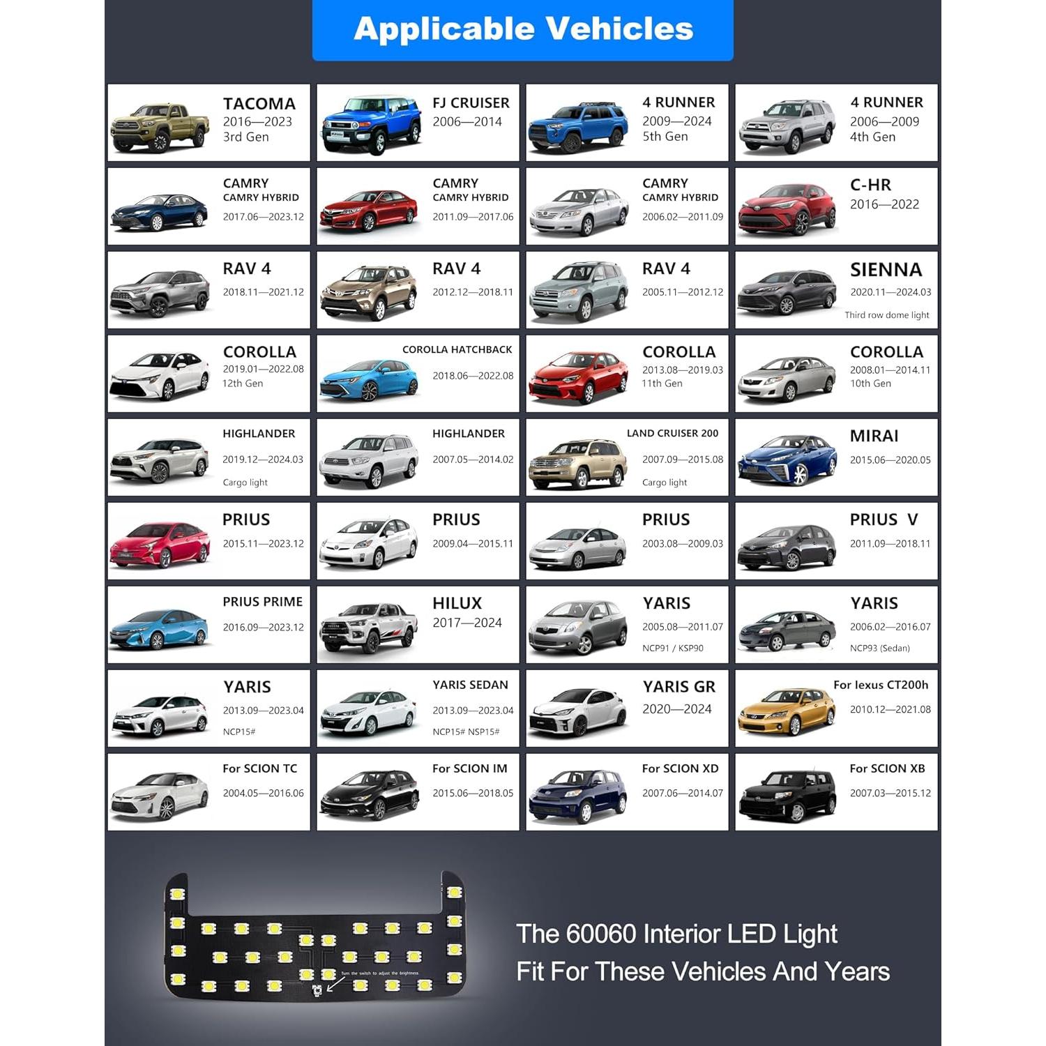 Luz LED Interior Toyota ZEN HON 6000K Ajustable 840 Lúmenes