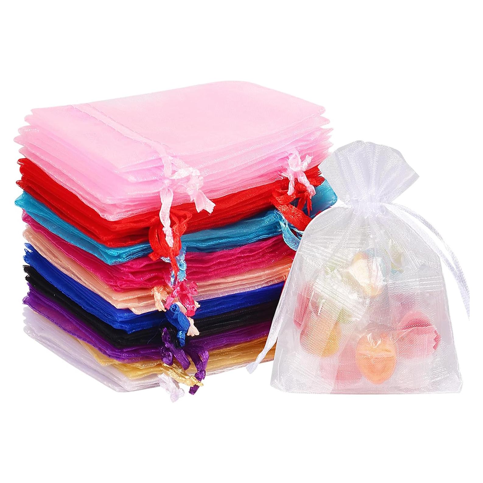 Paquete HRX 100 Bolsas de Organza 7.6x10.2 cm Color Variado