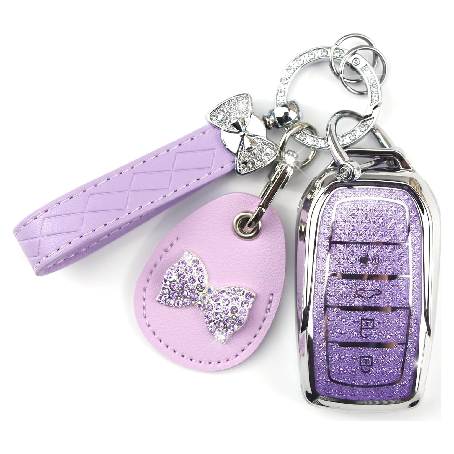 Cubierta de llavero Rayslesan para Toyota 4 botones púrpura