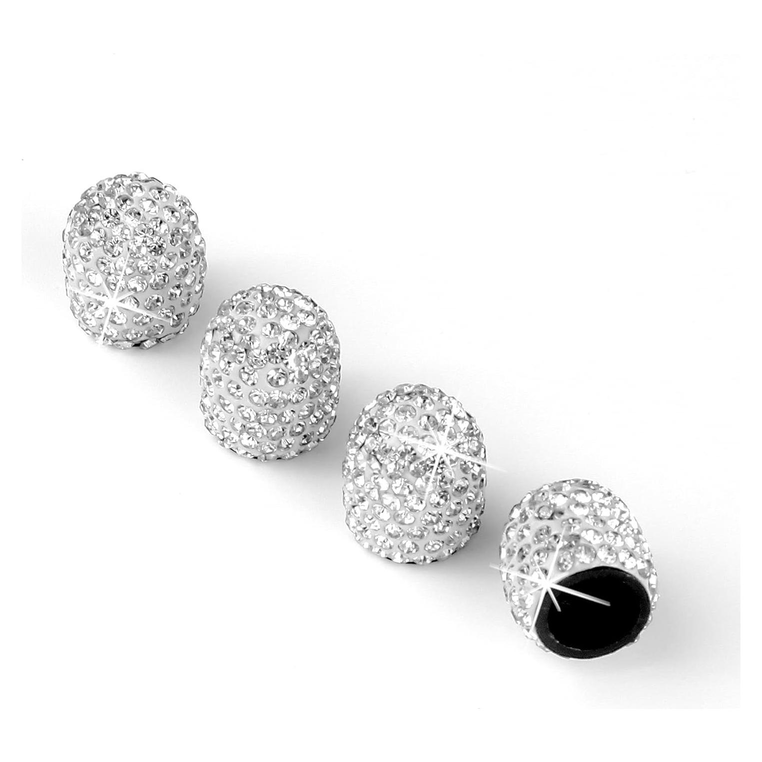 JUSTTOP 4 Tapas de Válvula de Neumático Brillantes ABS Blanco