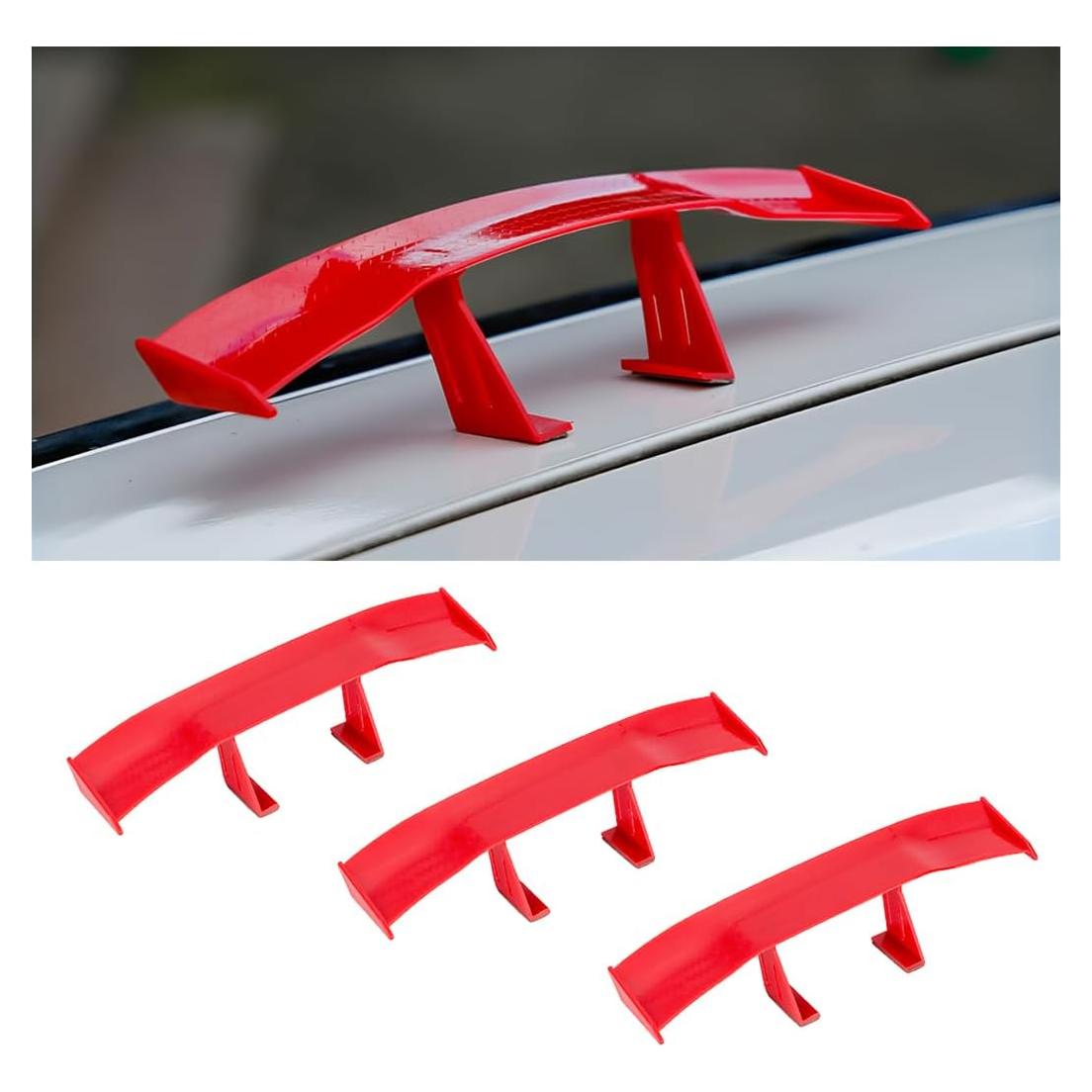 Alerón Mini para Coche BLAU GRUN 17x3.6 cm Rojo 3 Piezas