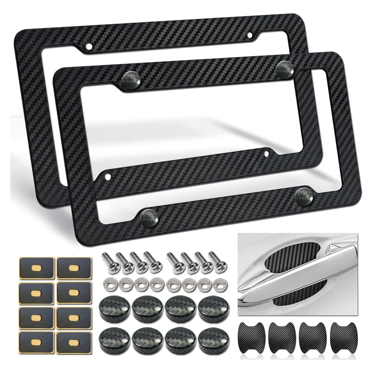 Marco de Placa de Licencia Fibra de Carbono FBJTDQ 2 Piezas