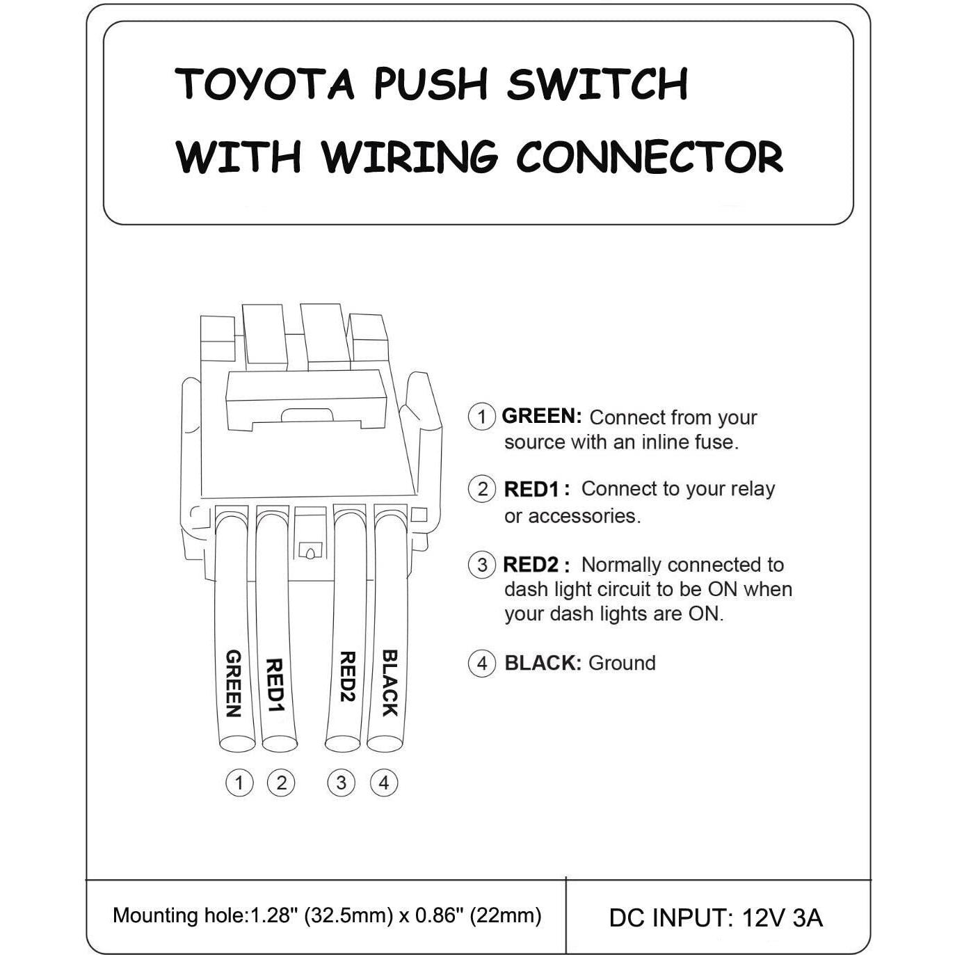 Interruptor pulsador LED azul 3A 12V para Toyota