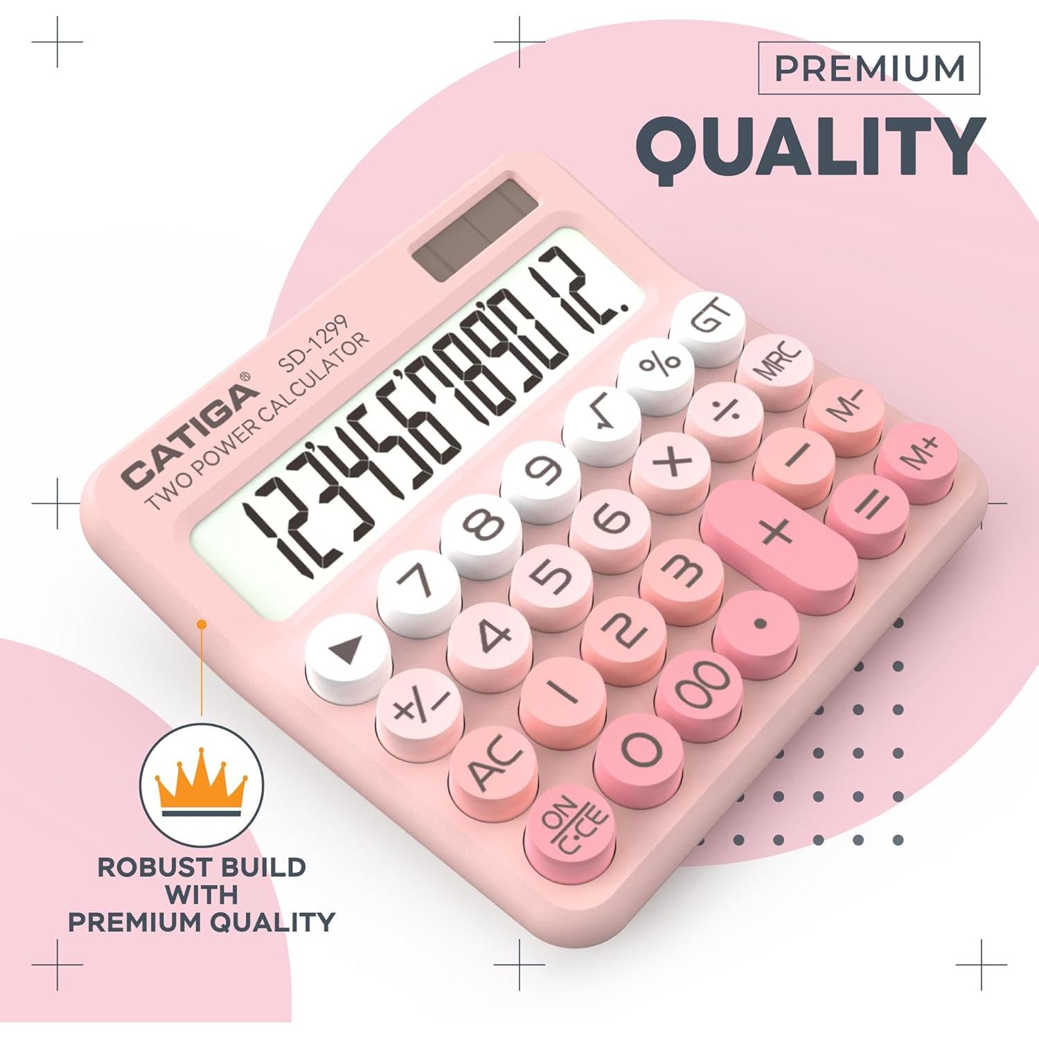 Calculadora Mecánica Catiga SD-1299 Solar y Batería Doble