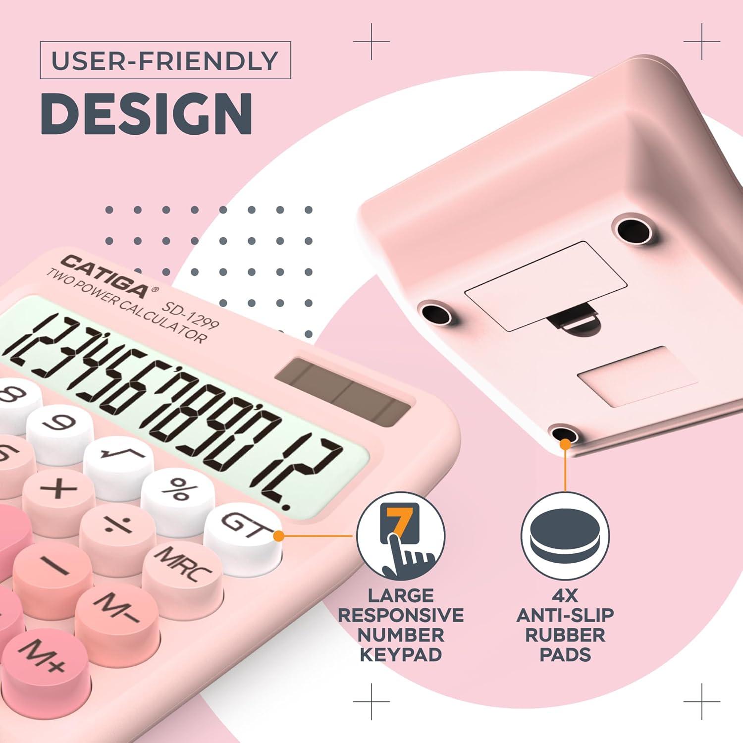 Calculadora Mecánica Catiga SD-1299 Solar y Batería Doble